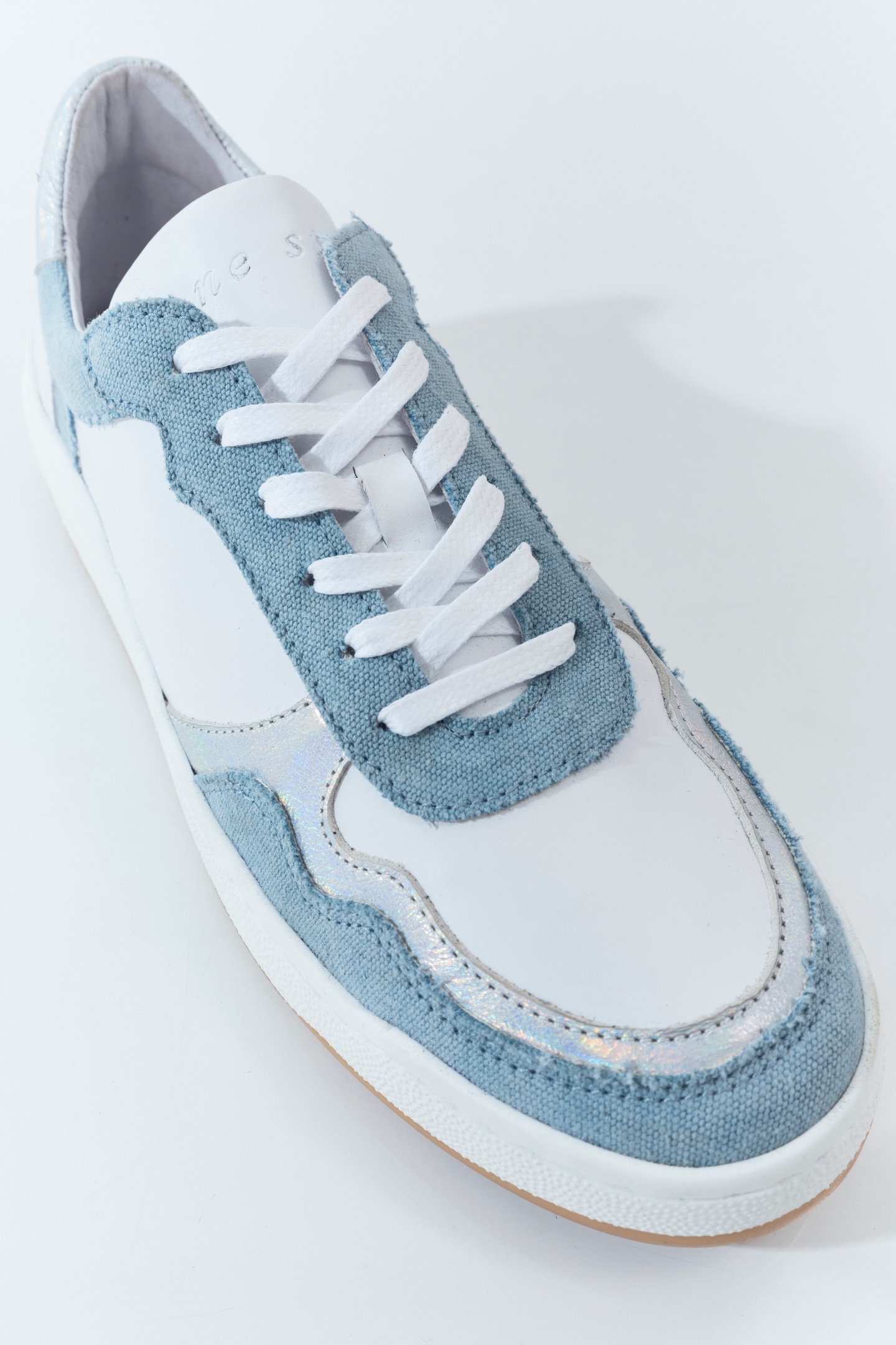 O.JODIE - WHITE, BLUE, SILVER LEATHER SNEAKERS 10