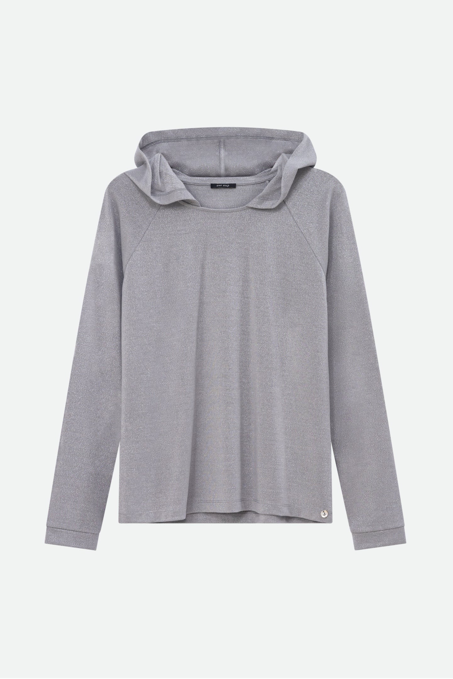 MARA - SILVER IRIDESCENT KNIT HOODED T-SHIRT 4