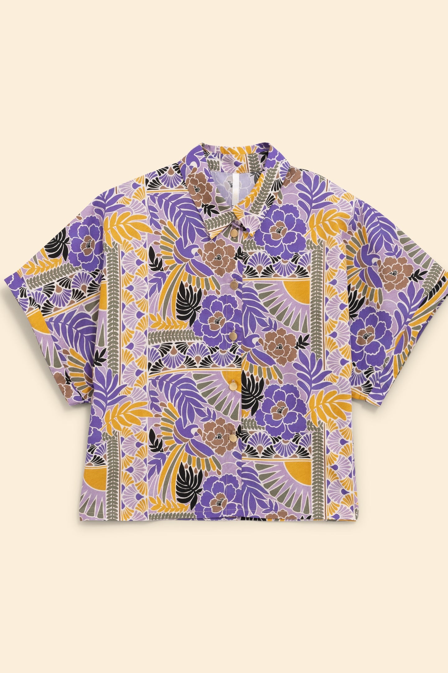 MAUVE SHORT-SLEEVED SHIRT WITH PARROT PRINT PARMA 4