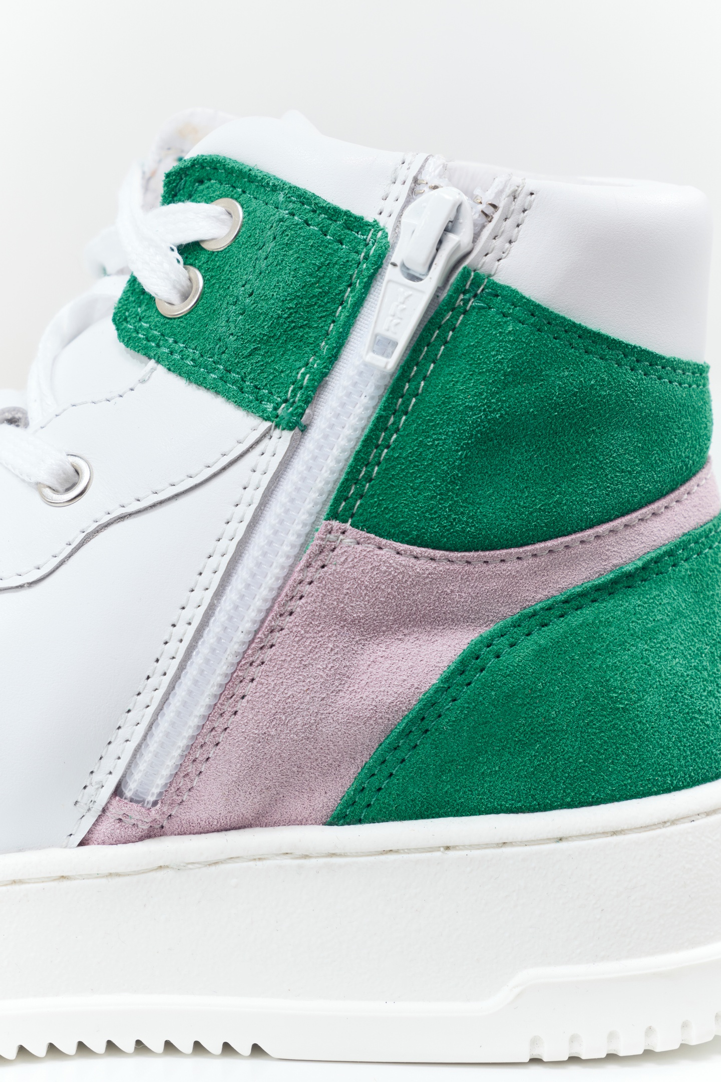 O.QUEEN - WHITE, GREEN & PINK LEATHER SNEAKERS 4
