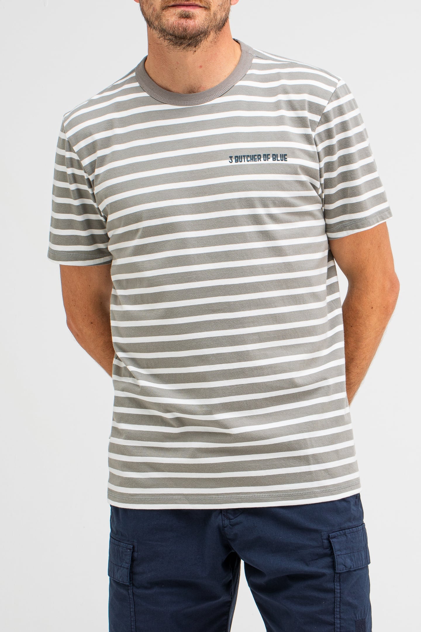 CLASSIC STRIPE BUTCHER TEE LT. SEAL GREY 1