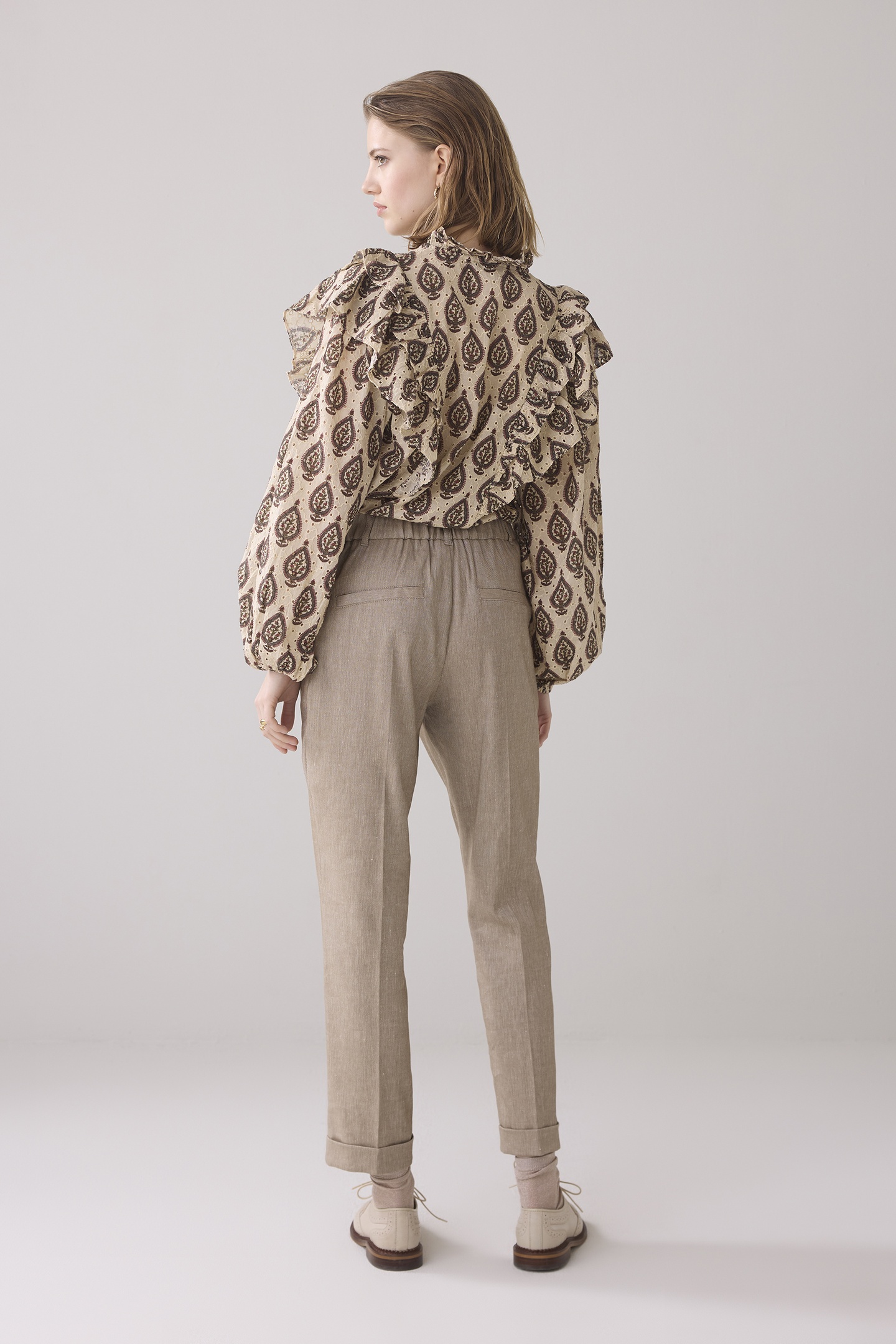 TROUSERS LINEN BLEND TWILL KHAKI 2