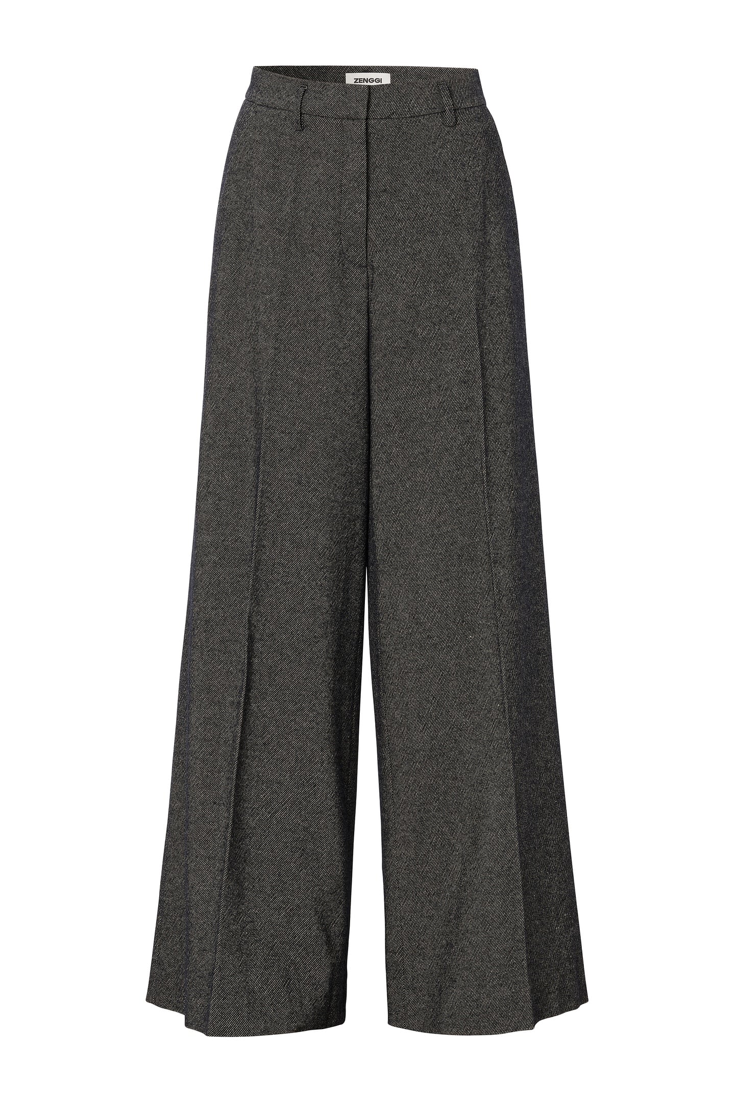 WOOL MIX WIDE LEG PANTS MIDNIGHT BLUE 4