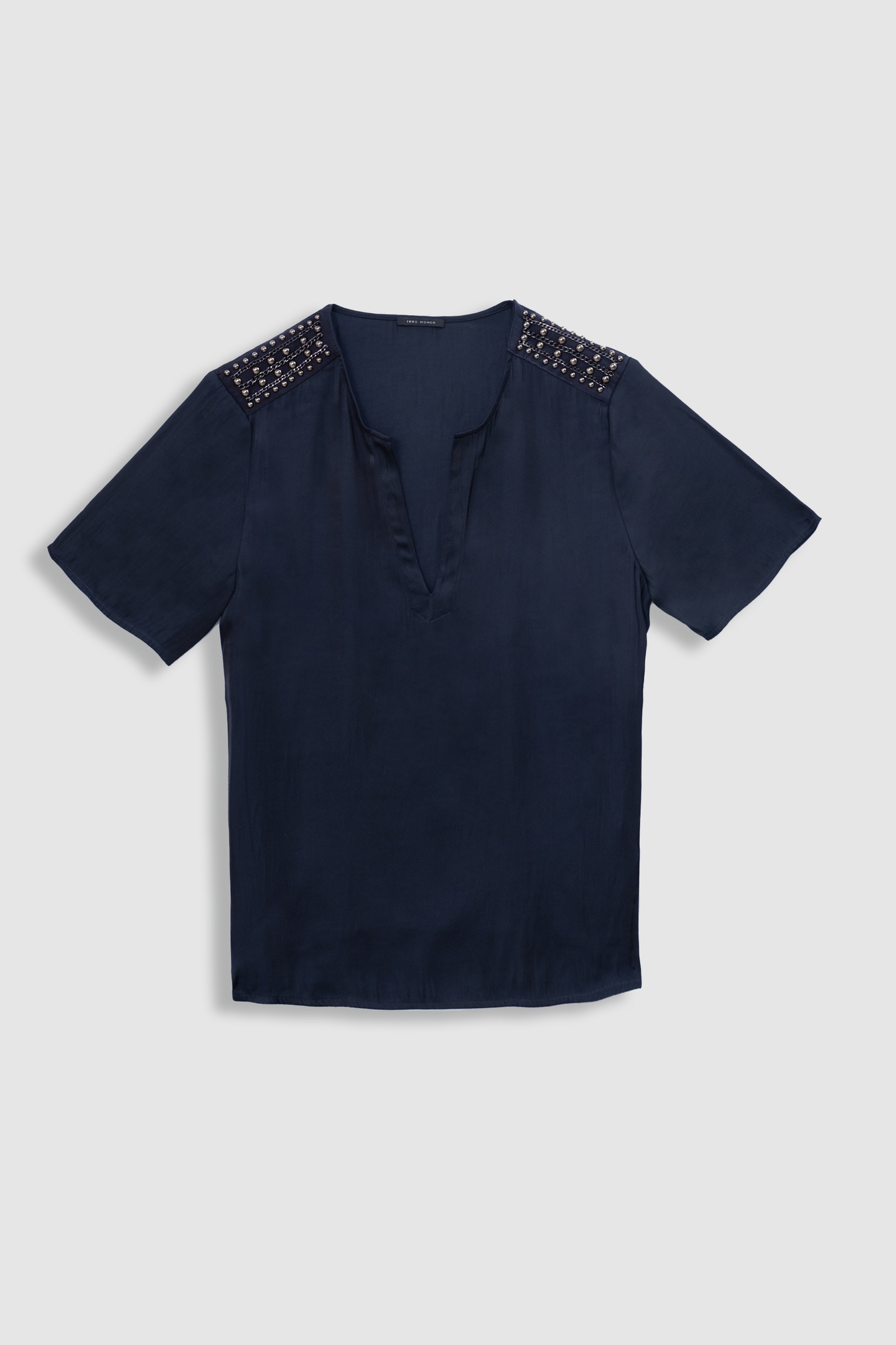 CRUMPLED NAVY TOP WITH JEWELLED SHOULDERS 4