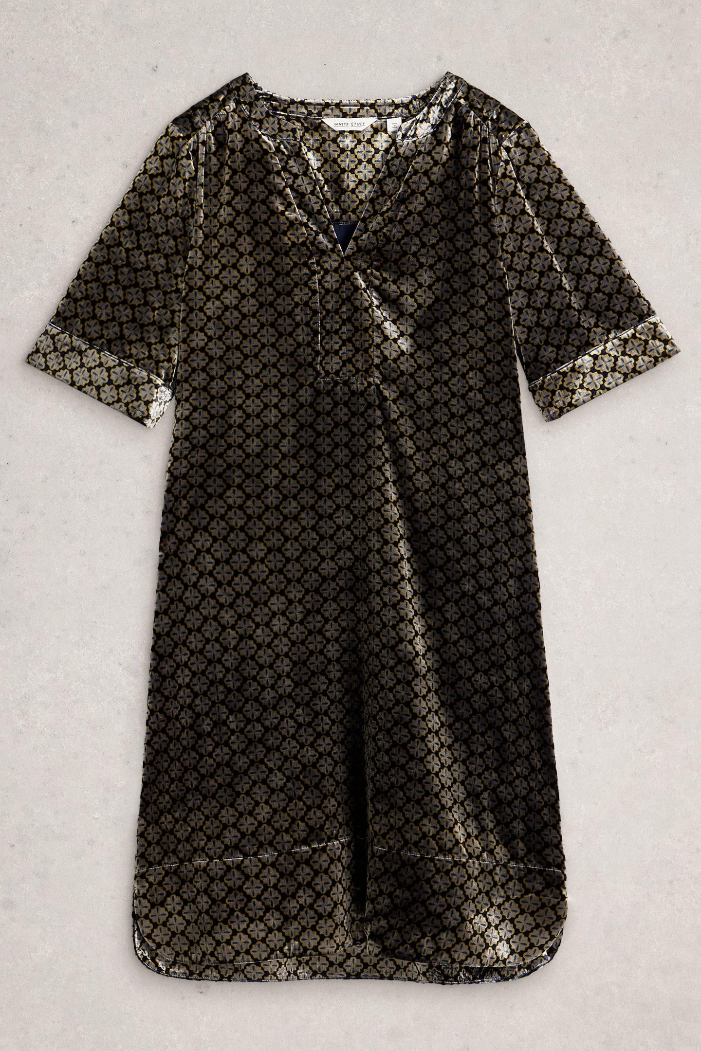 JUNE VELVET DRESS NATURAL MULTI 3