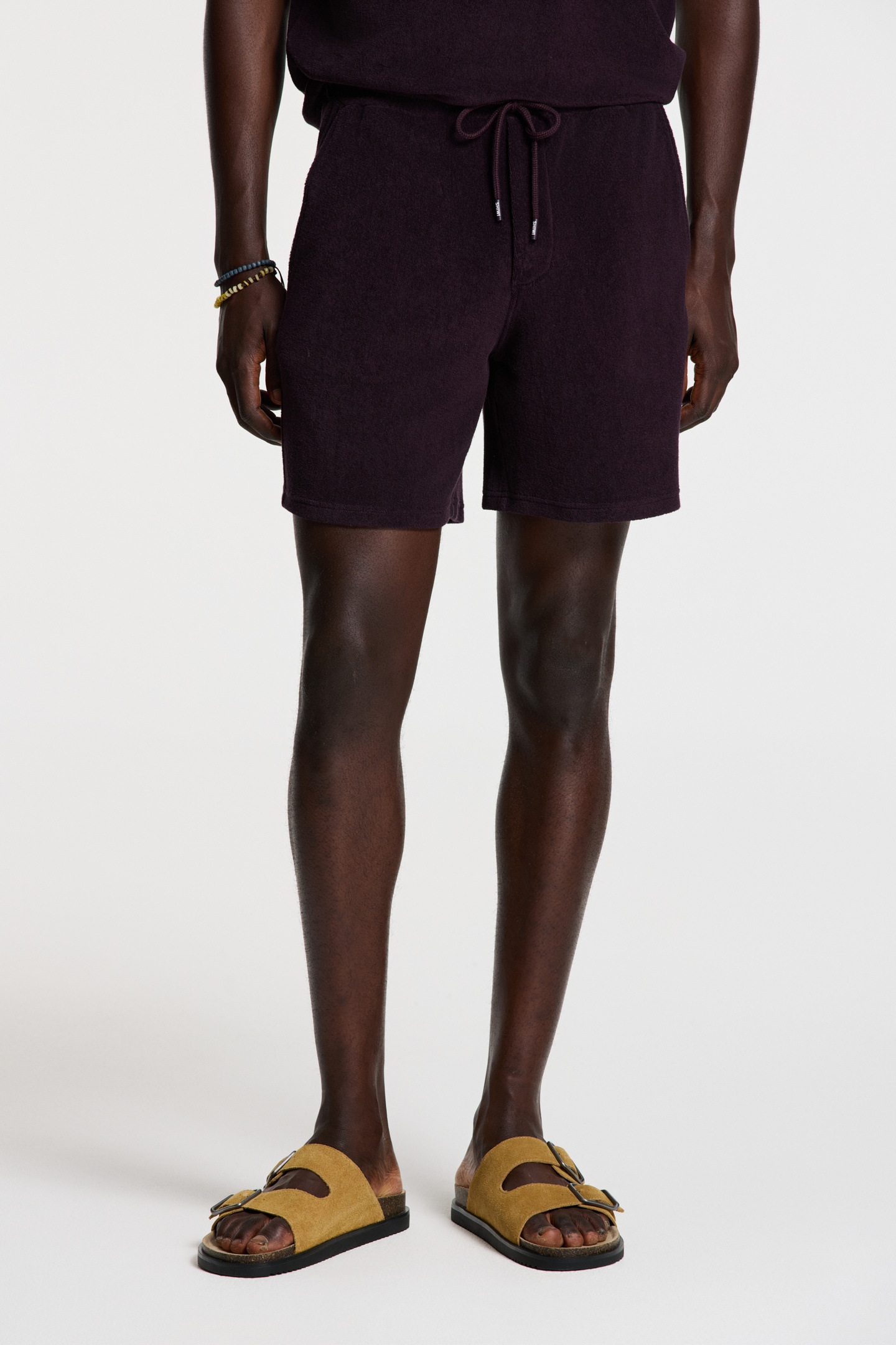EVAN TOWELING SHORTS SOLID PURPLE ROCK 2