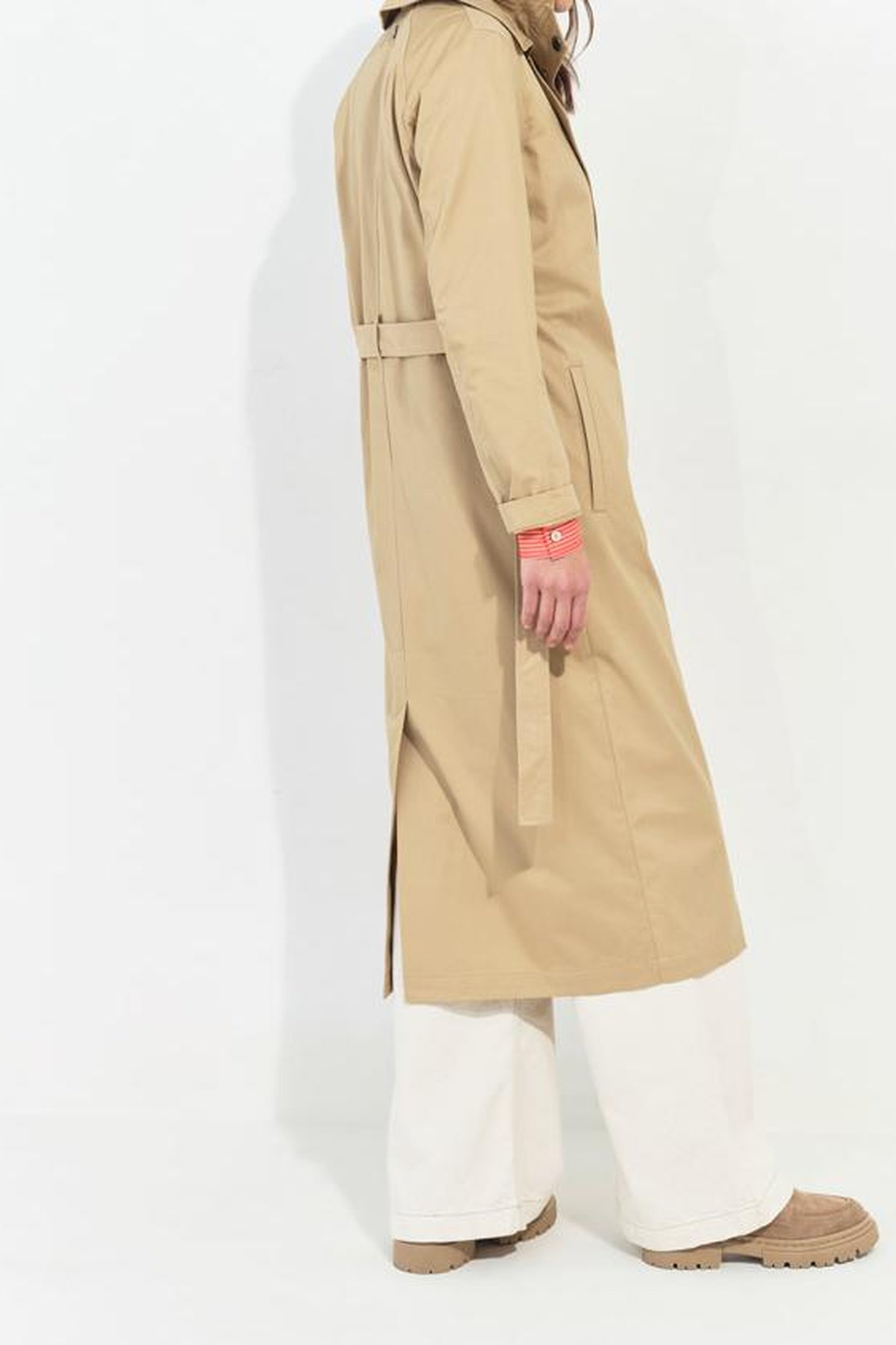 DAYLA - BEIGE ORGANIC COTTON TRENCH COAT WITH REMOVABLE HOOD 10