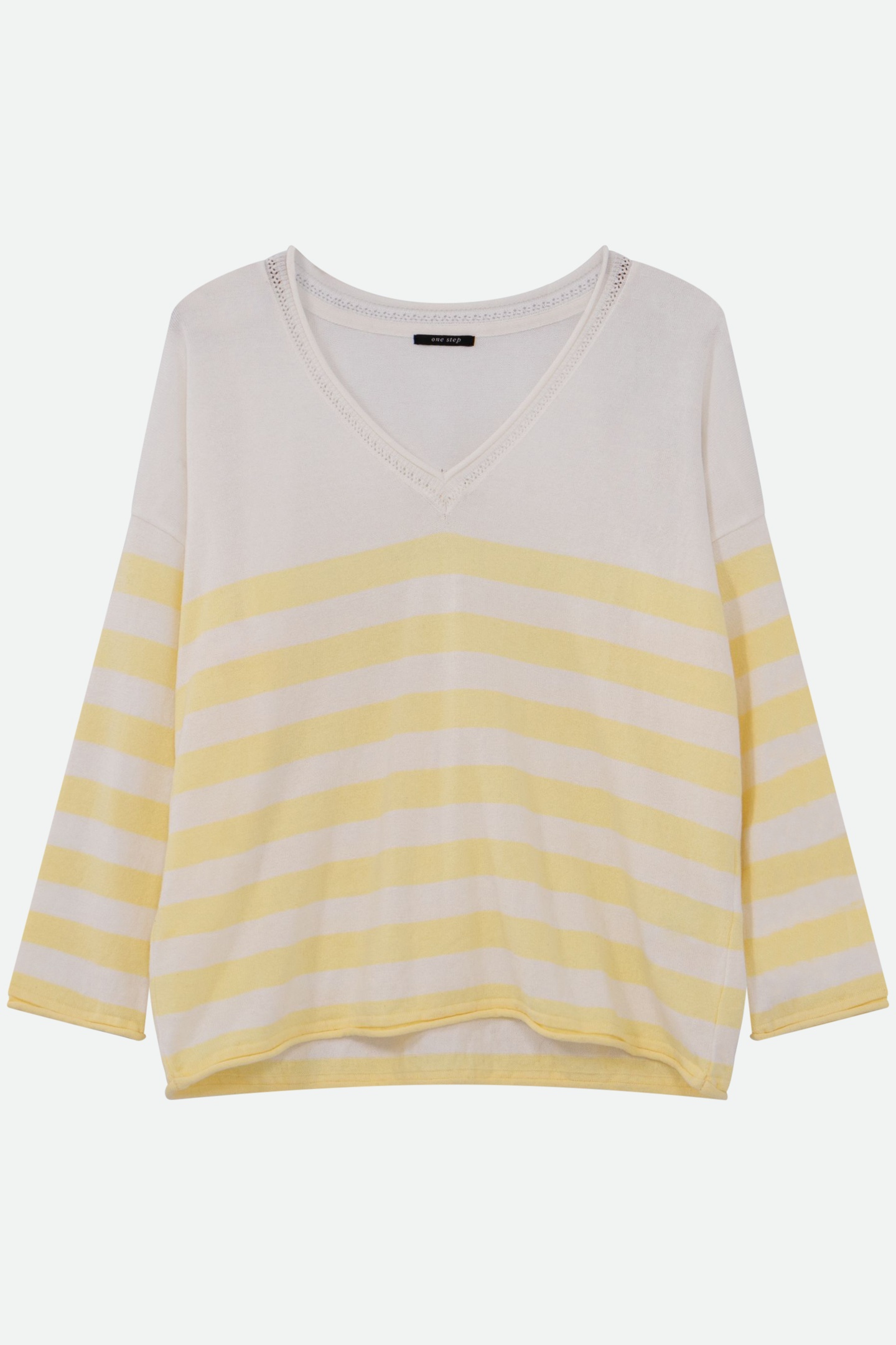 TZAR - ECRU SWEATER WITH YELLOW STRIPED KNIT INTARSIA DANCER 4