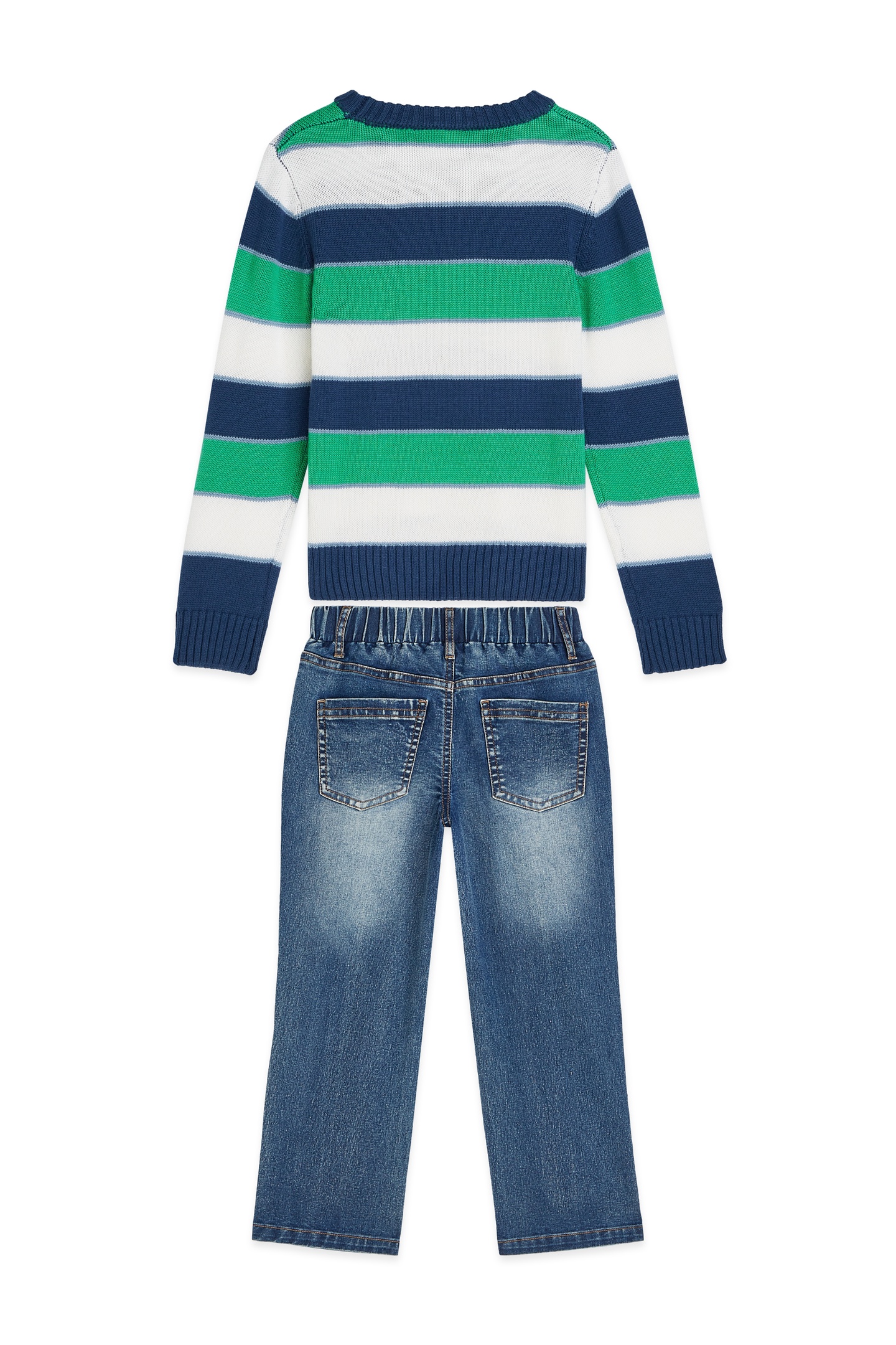 BOYS CREWNECK SWEATER & DENIM PANT SET DARK BLUE 2