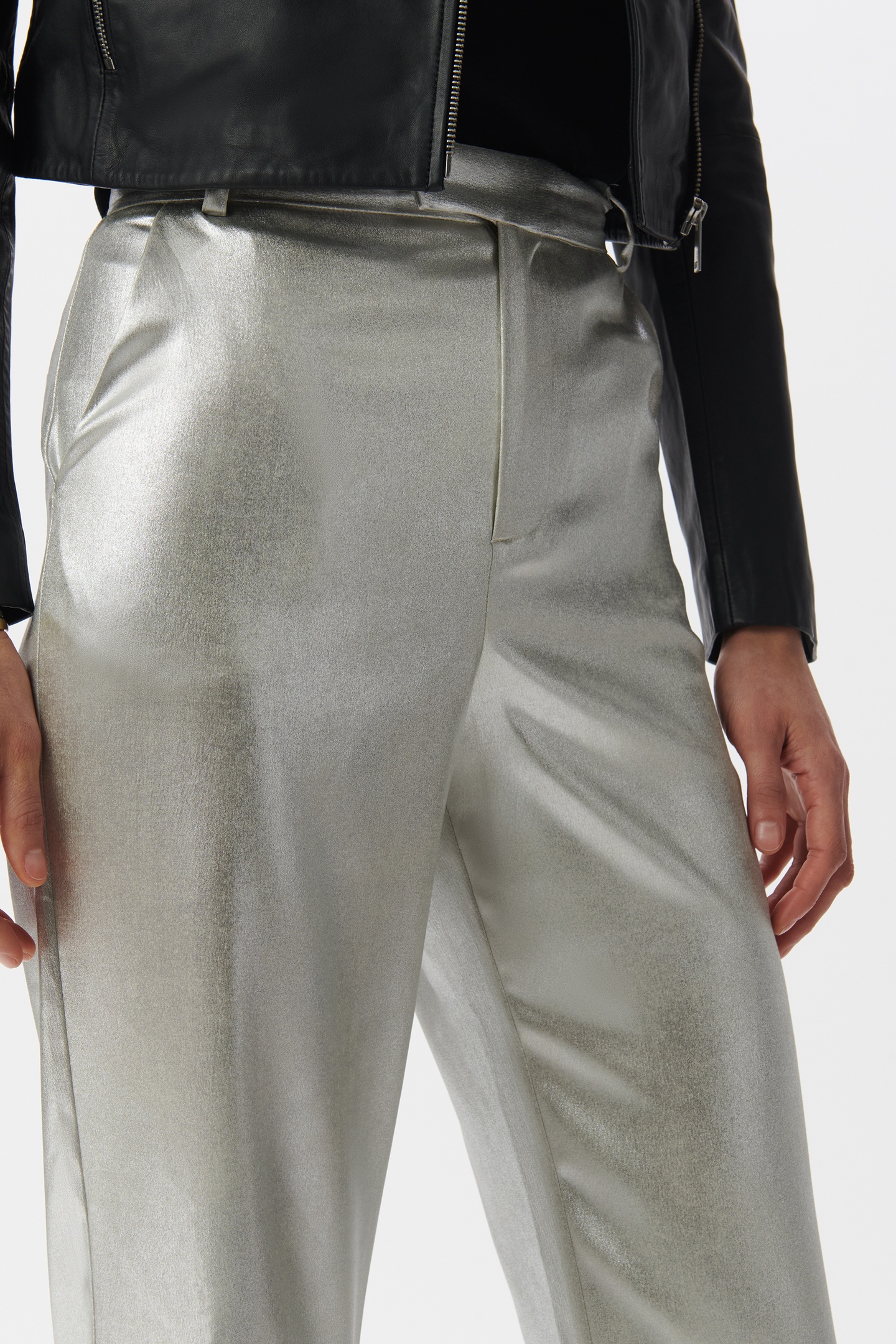 COATED SILVER FLARE SUIT PANTS 6