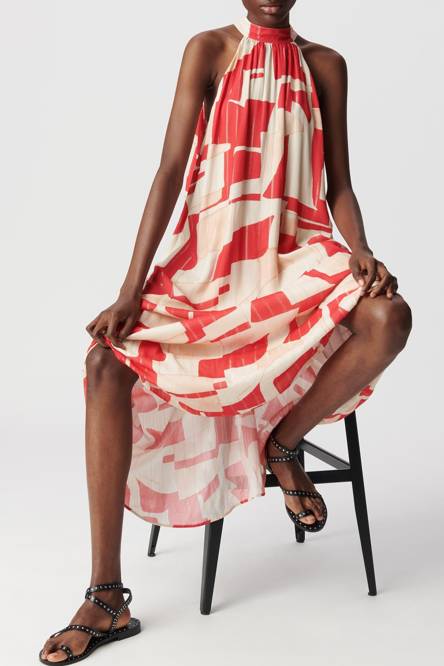 RED GEOMETRIC PRINT MAXI DRESS 2