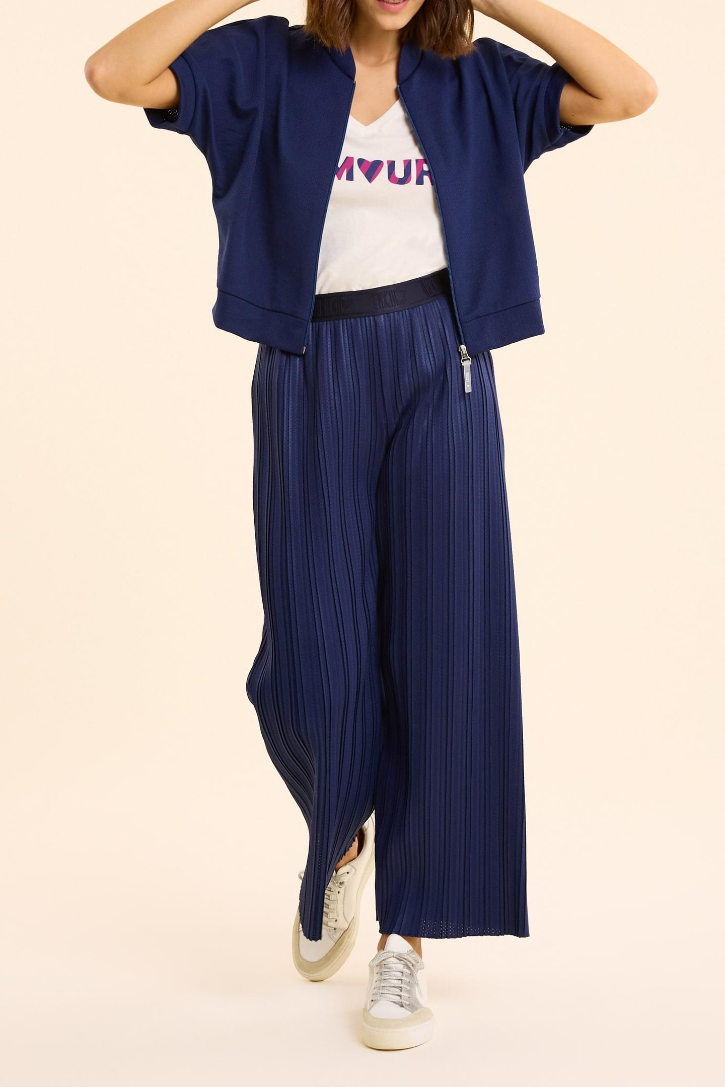 INDIGO TECH KNIT ZIPPED TOP INDIGO 2