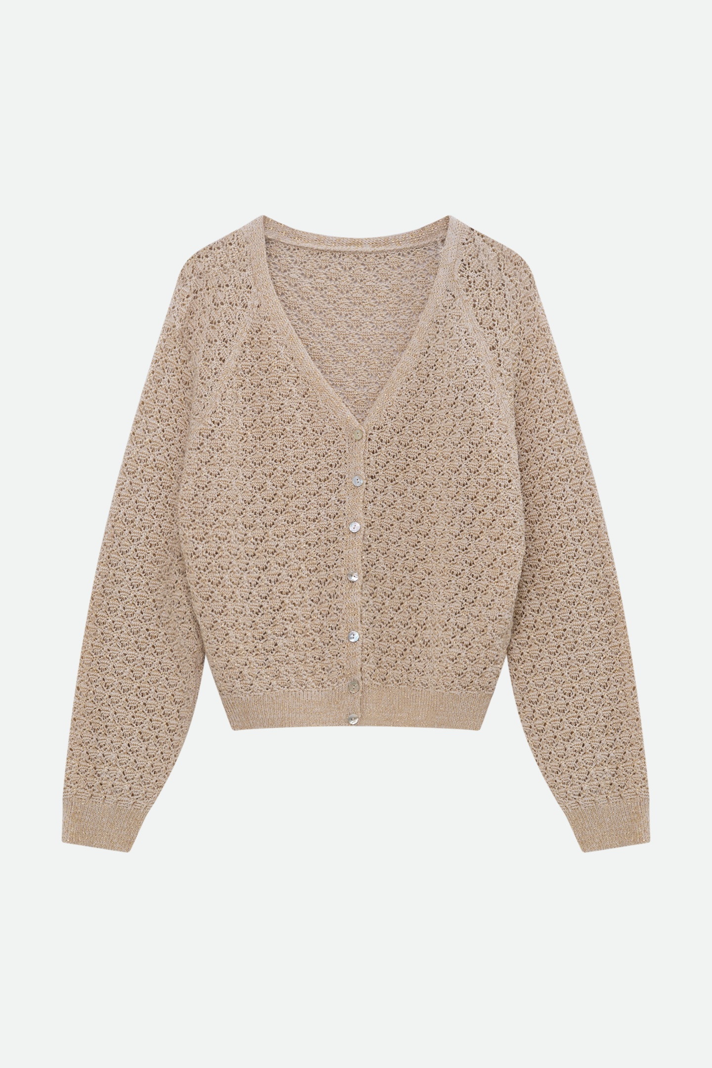 TOMAS - FANCY LUREX LUREX KNIT GOLDEN BEIGE CARDIGAN 5