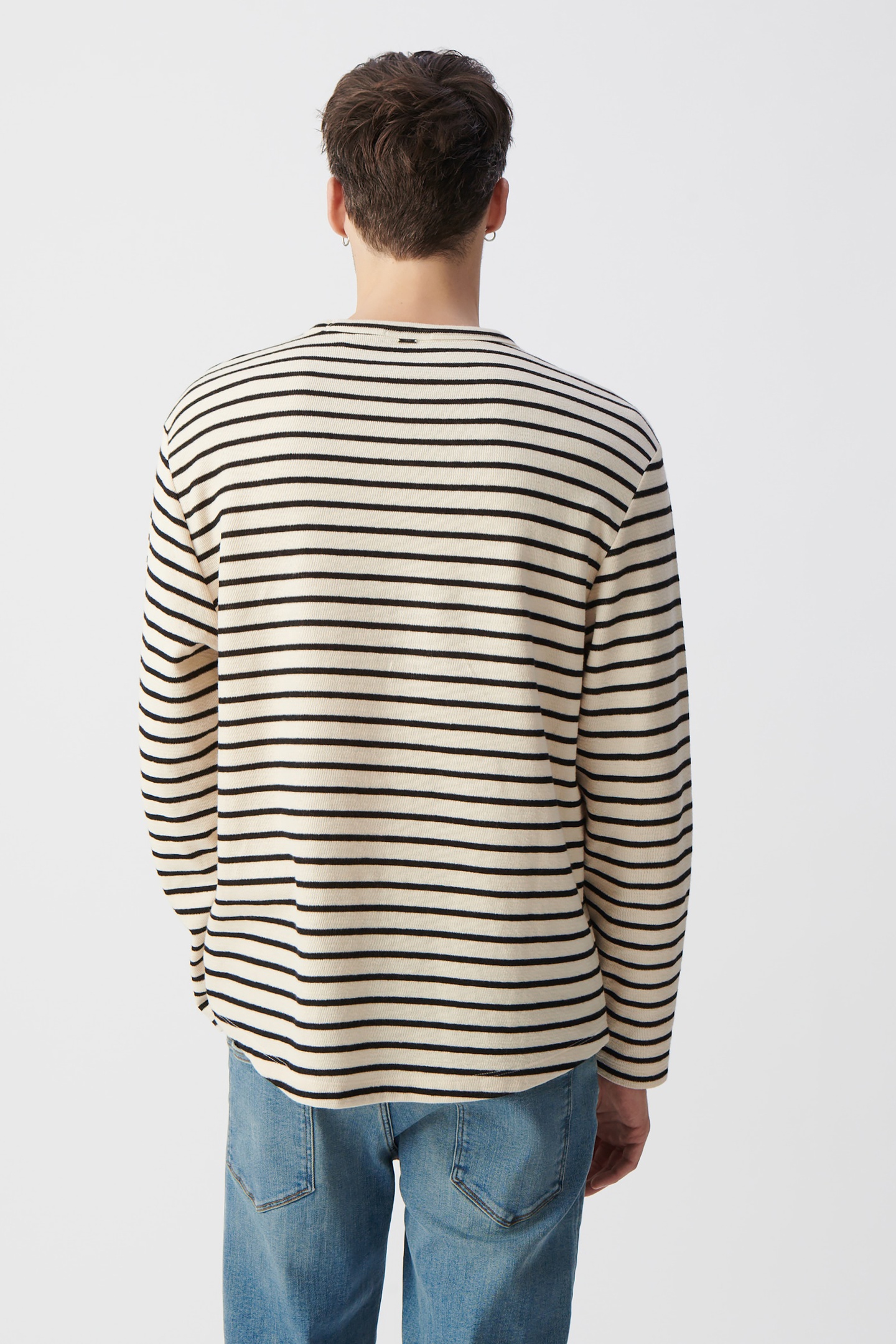 BLACK STRIPED LINEN SAILOR T-SHIRT WITH EMBROIDERY 3