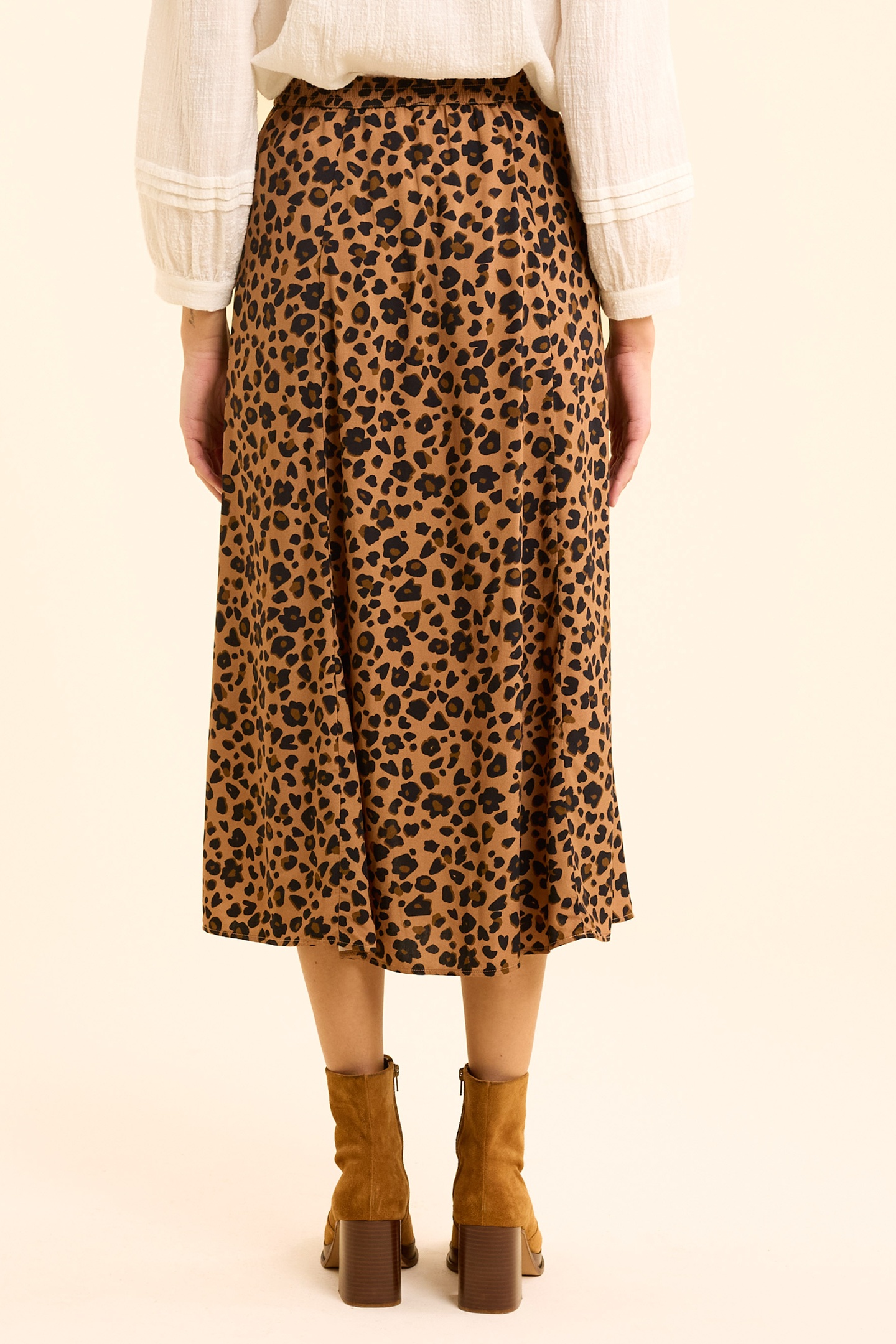 LEOPARD PRINT MIDI SKIRT CAMEL 5