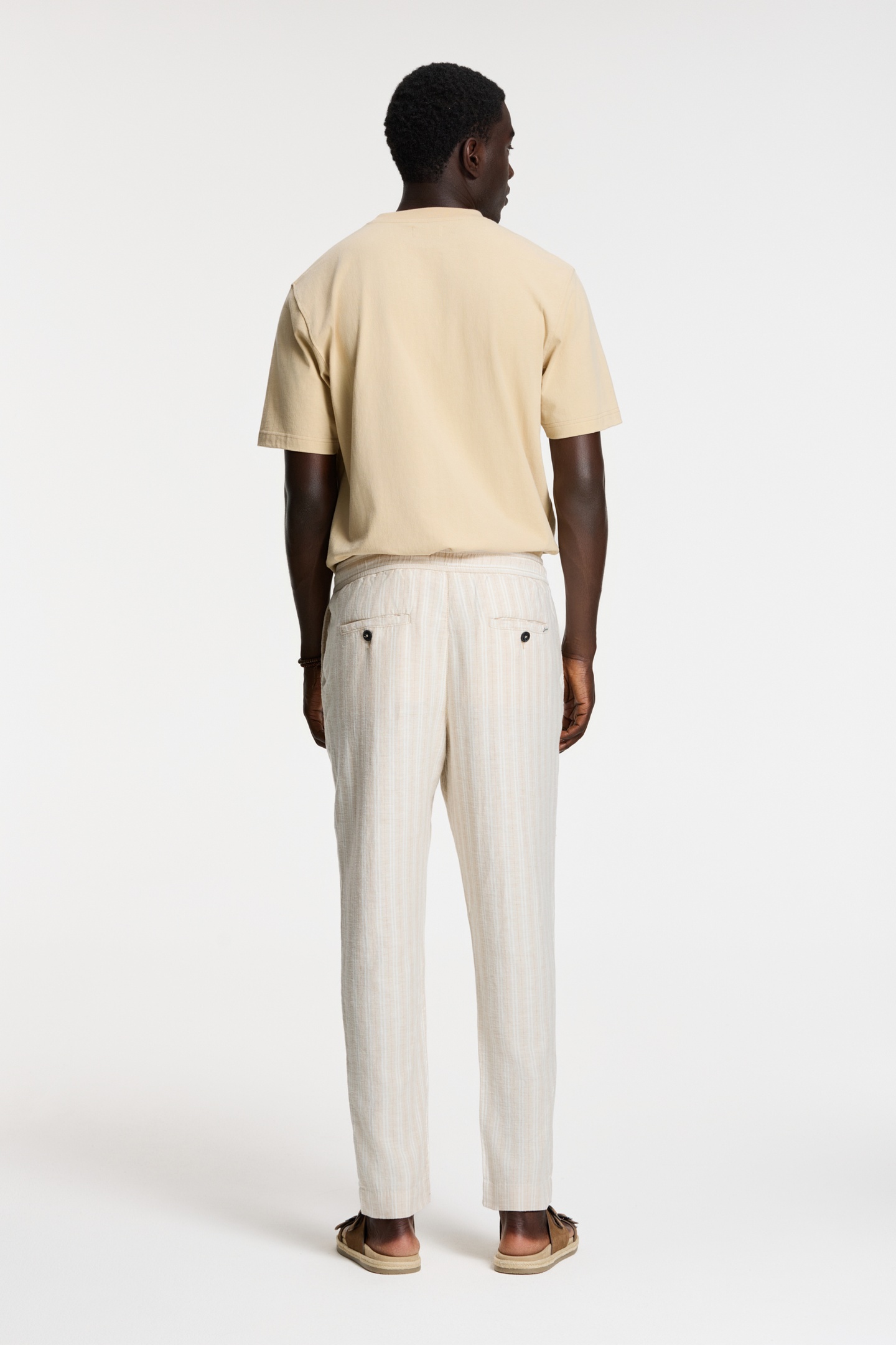 LENNY LINEN TROUSERS YARN DYE STRIPES BEIGE SAND STRIPES 3