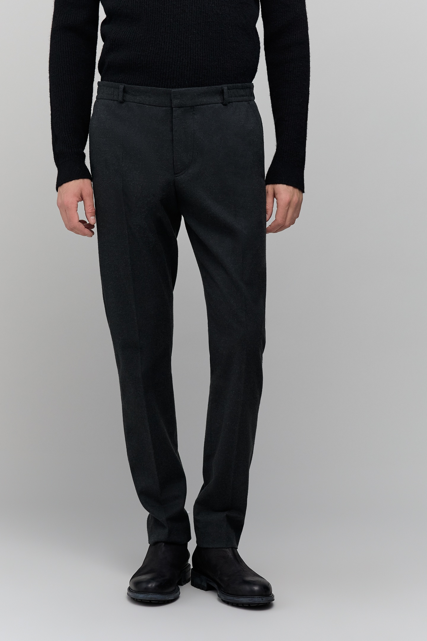 ANTHRACITE PANTS WITH ELASTIC WAISTBAND FOR MEN 2