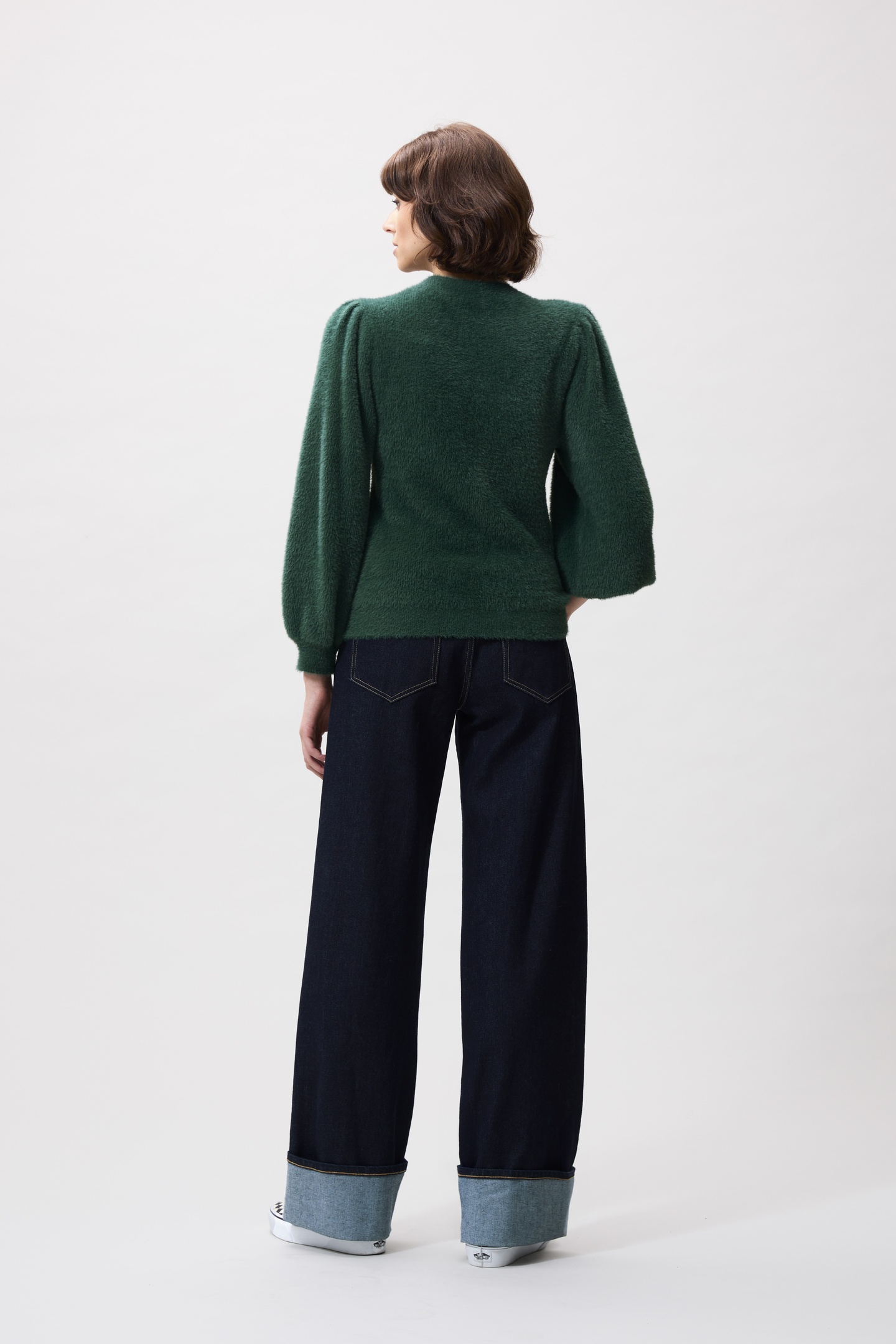 FUZZY PUFF SLEEVE KNIT PINE FOREST 3