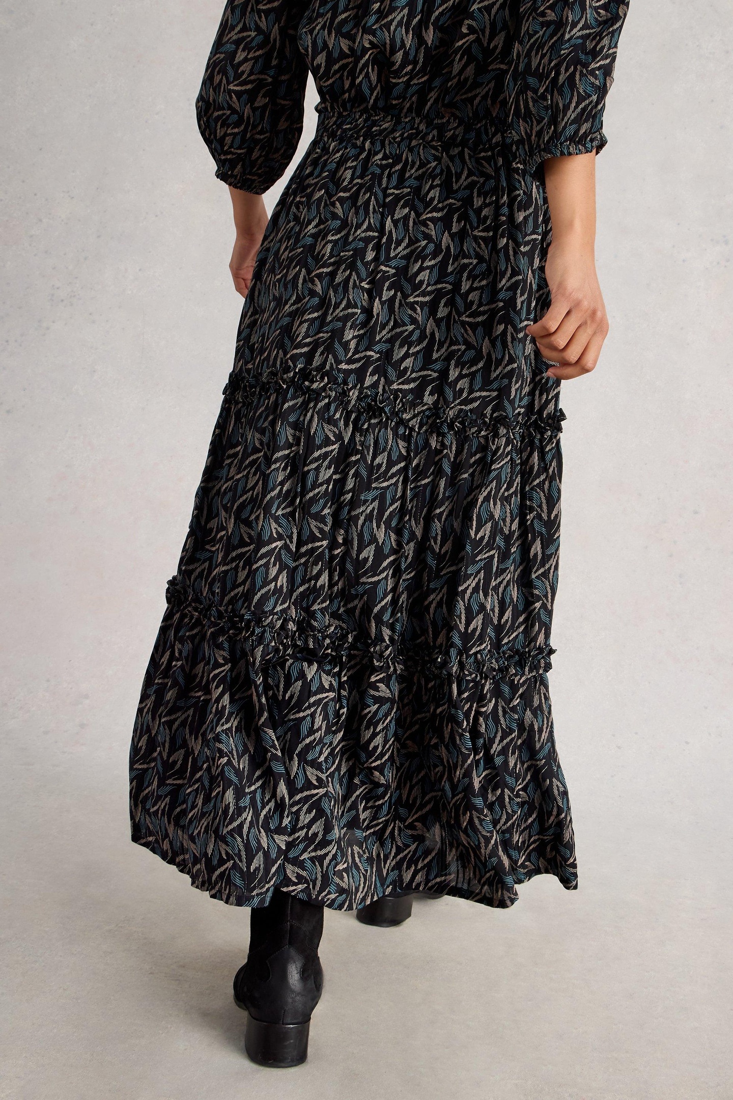 REMI METALLIC MIDI SKIRT BLACK MULTI 2