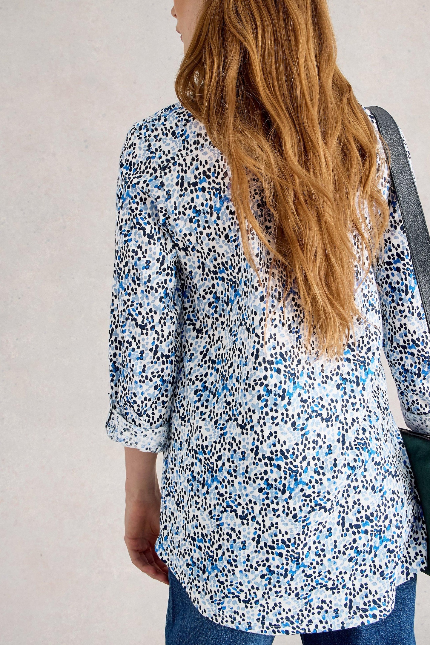 ANNIE LONGLINE SHIRT WHITE PRINT 3