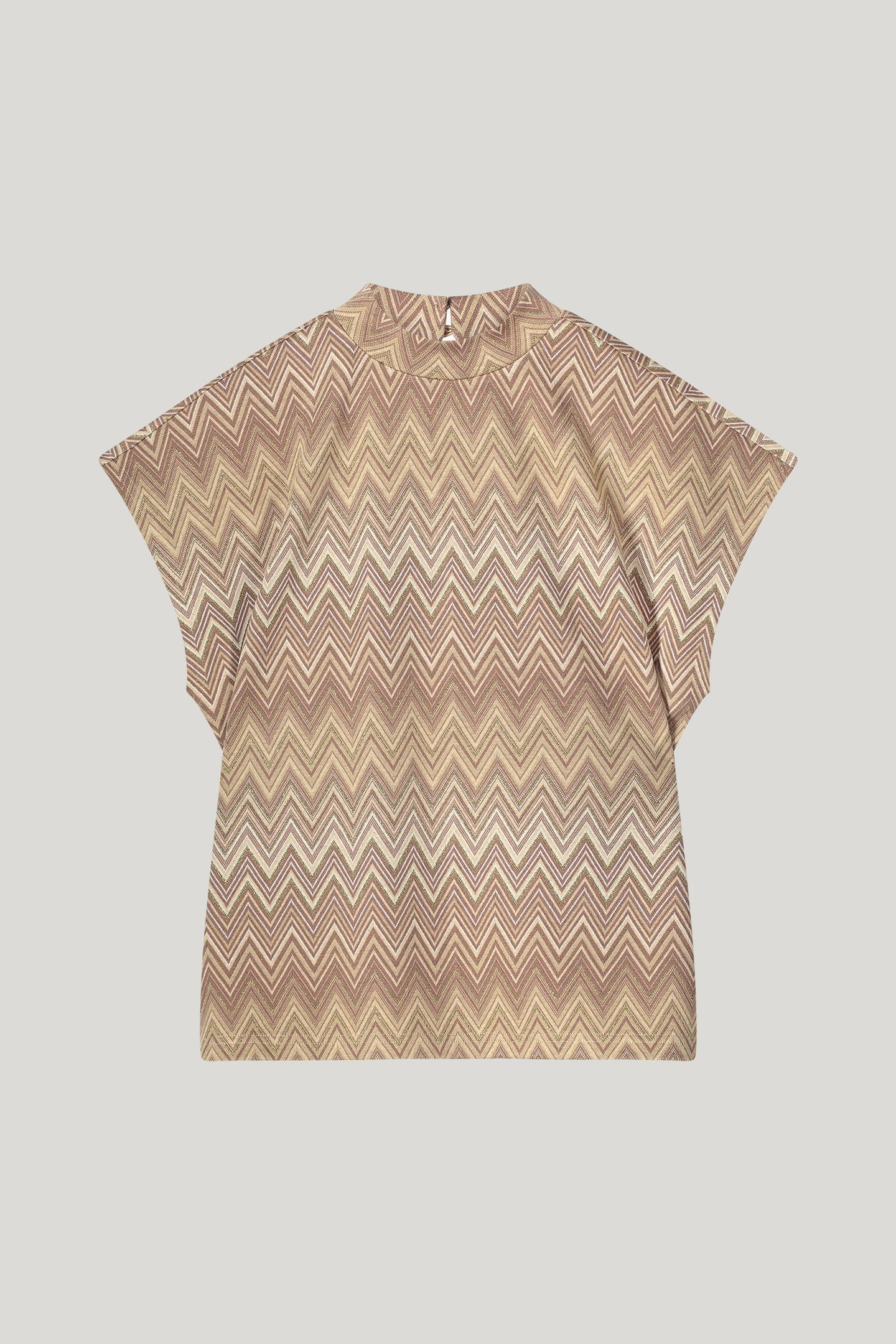 CAP SLEEVE TOP ZIG ZAG JACQUARD SOFT CAMEL 4