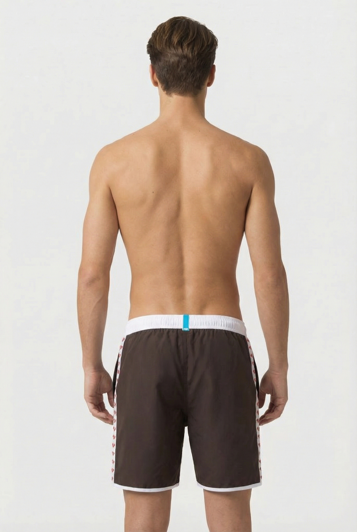 ICONS TEAM STRIPE UNISEX BERMUDA SEPIA-WHITE-CALYPSO CORAL 2