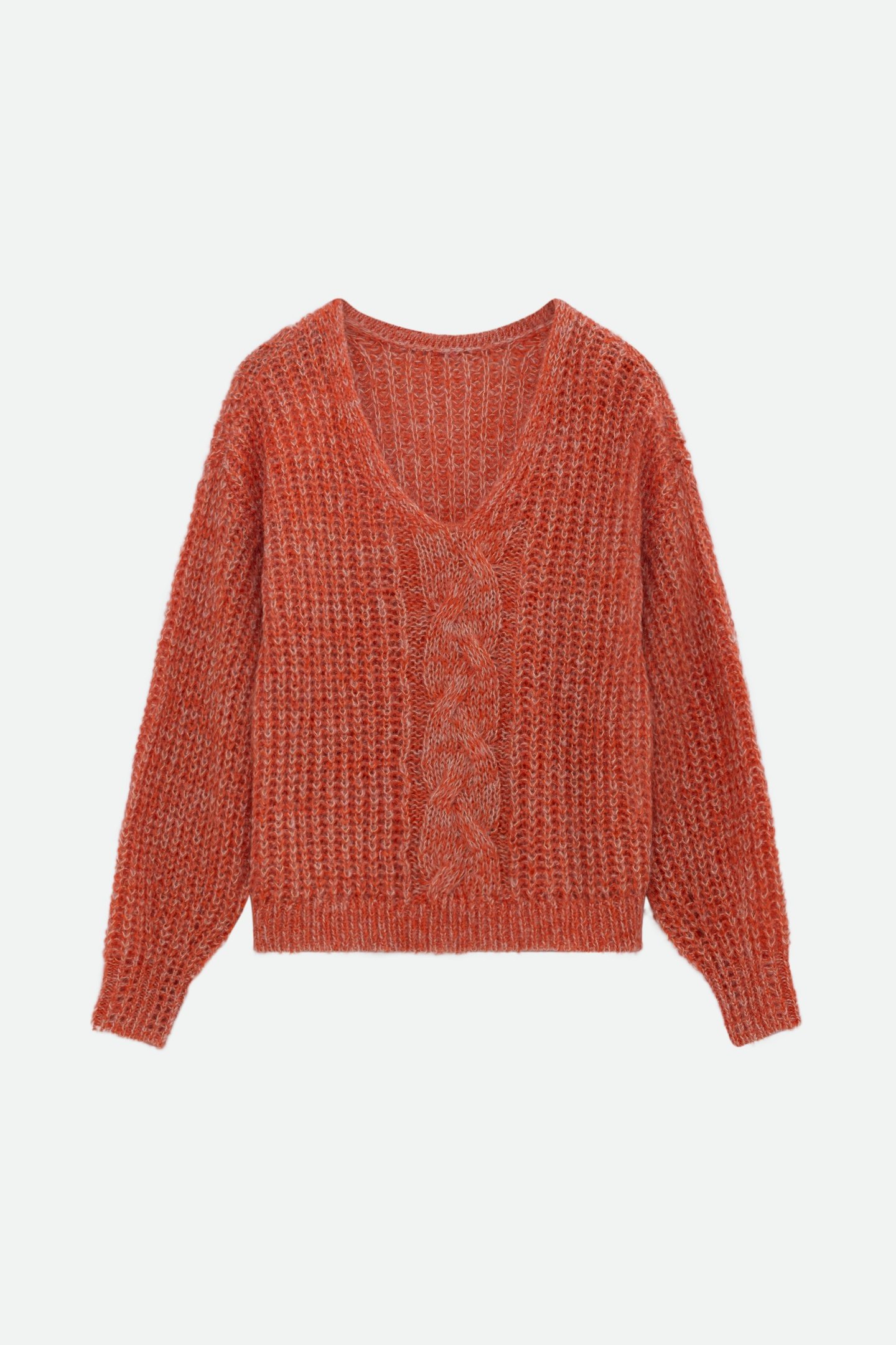 TIAGO - ORANGE REVERSIBLE KNIT SWEATER FRONT/BACK 7
