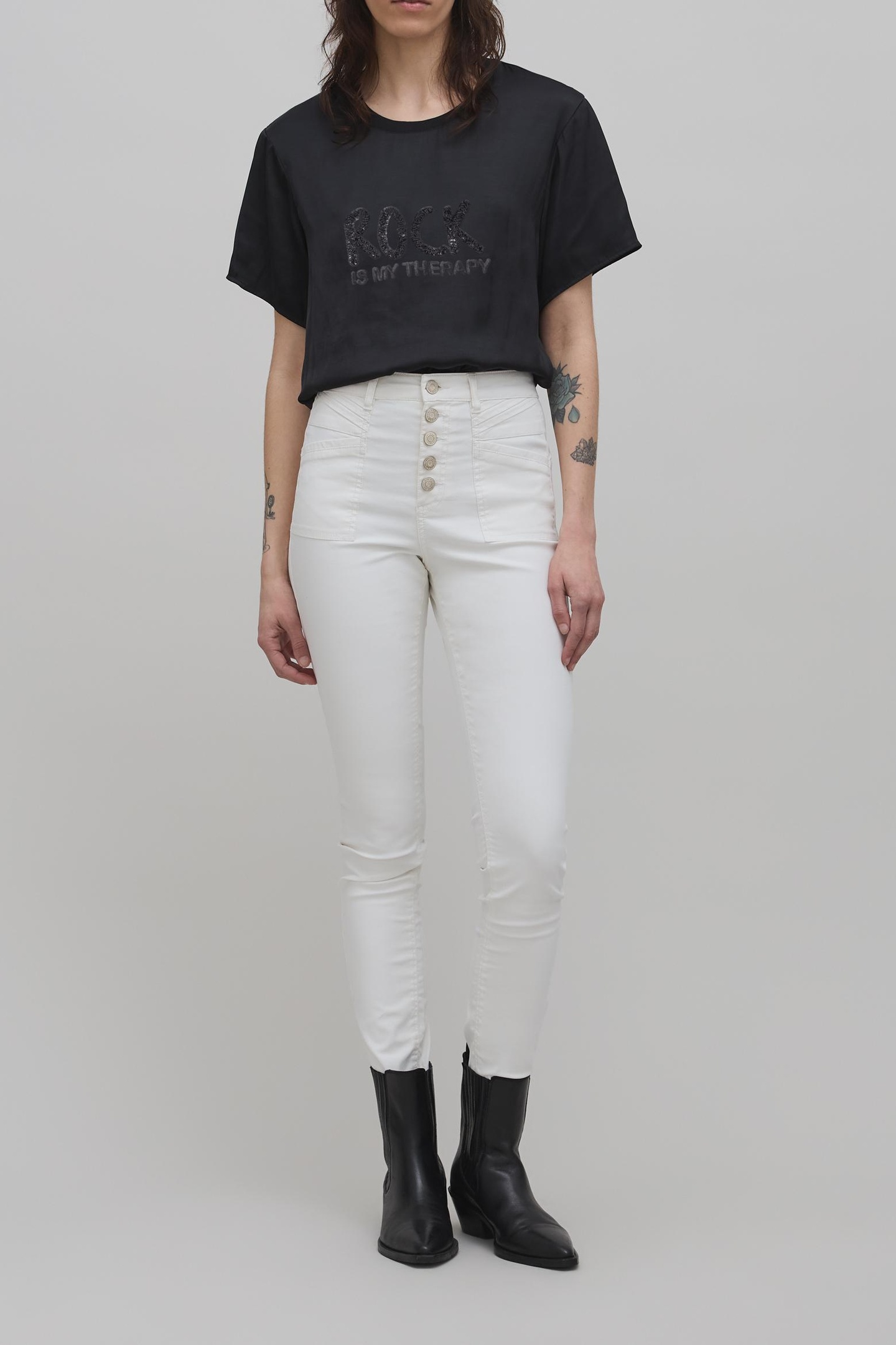 BLACK RECYCLED POLYESTER SEQUIN EMBROIDERED 1