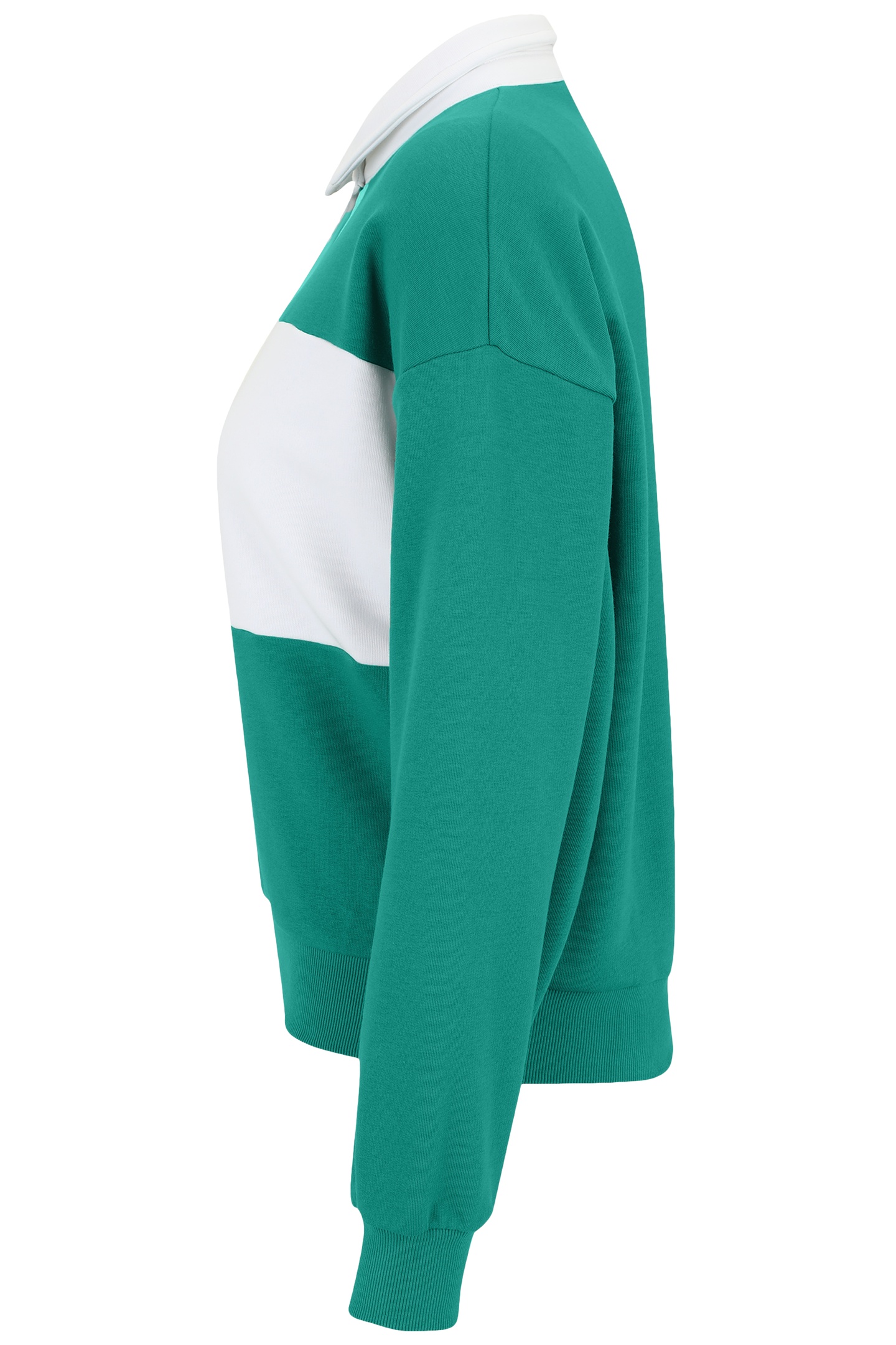 LANGOGNE OVERSIZED CROPPED POLO SWEAT FIR-BRIGHT WHITE 4