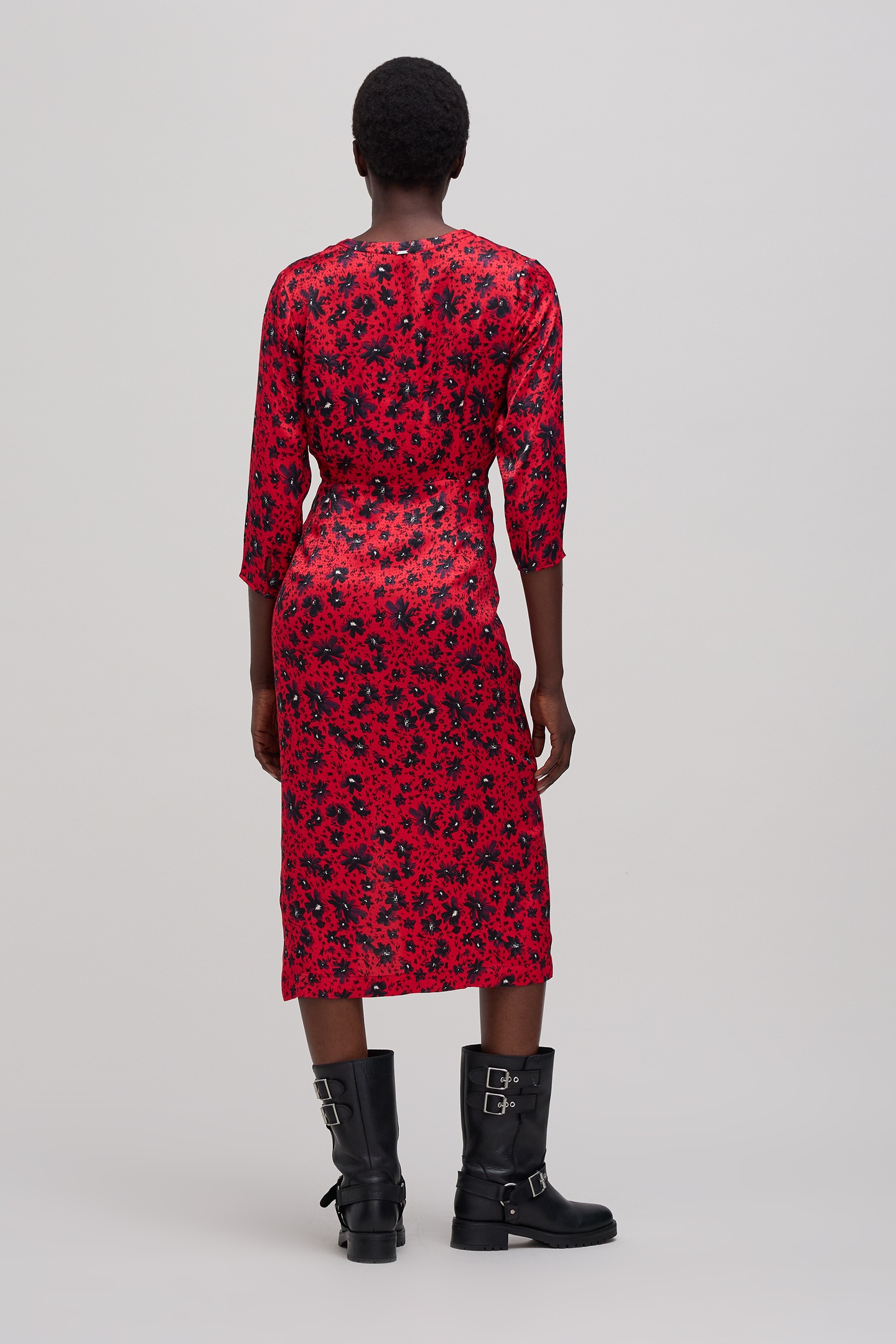 RED FLORAL PRINT MIDI DRESS 3