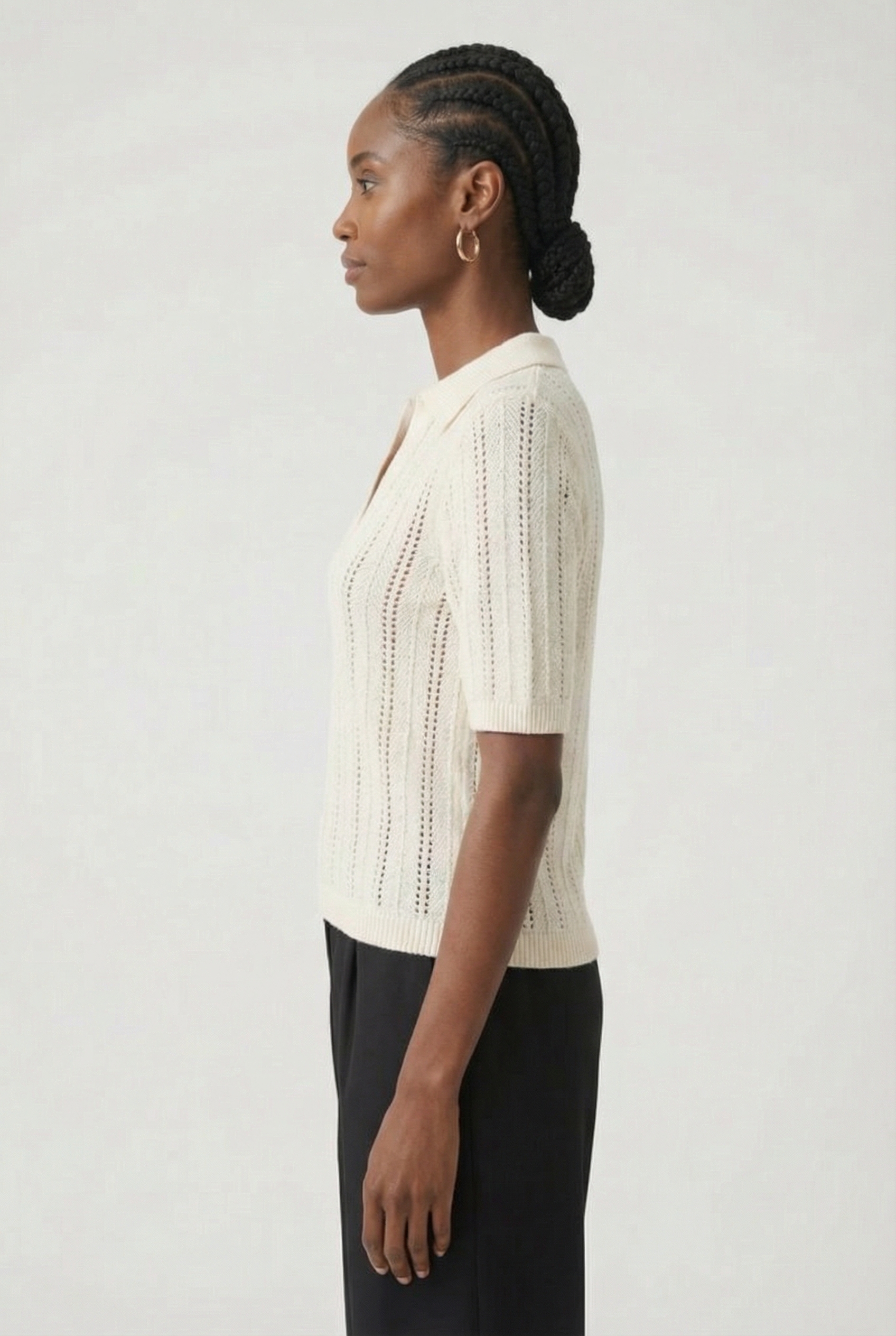 ALMAS AJOUR POLO SHIRT BUTTER CREAM 3