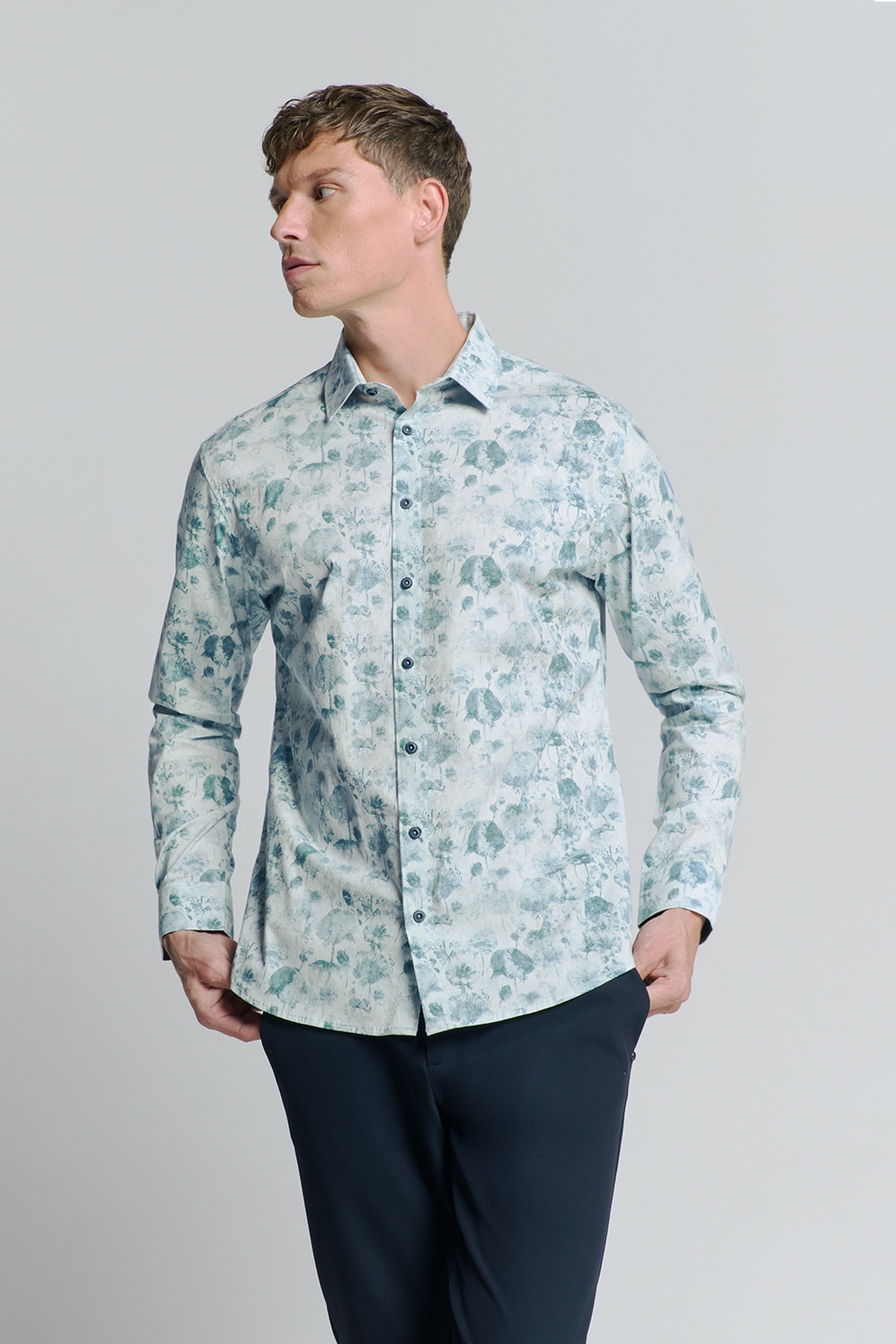 SHIRT STRETCH ALLOVER PRINTED CHALK 2