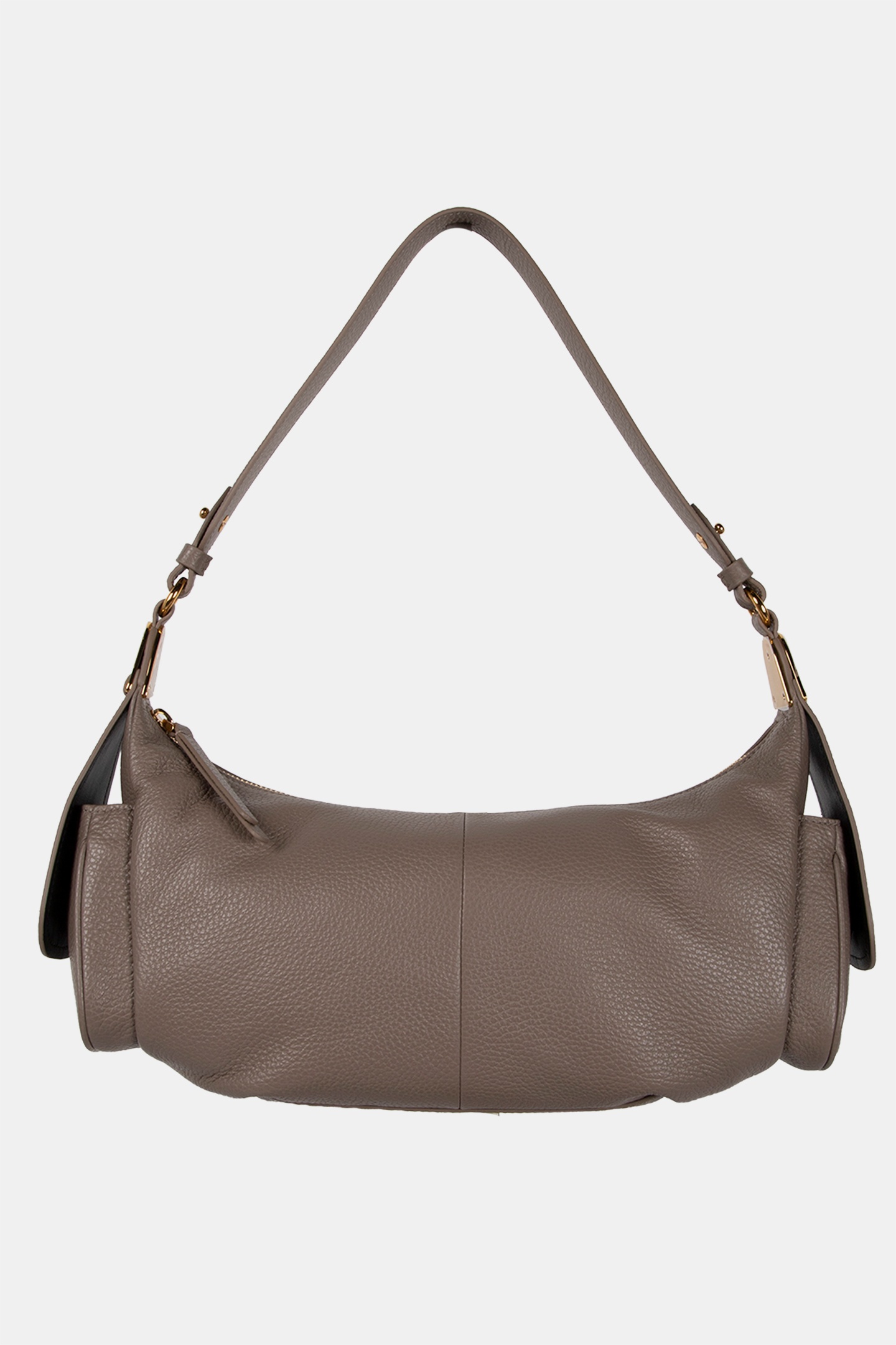 LEATHER SHOULDER BAG WITH POCKETS IN BEIGE 2