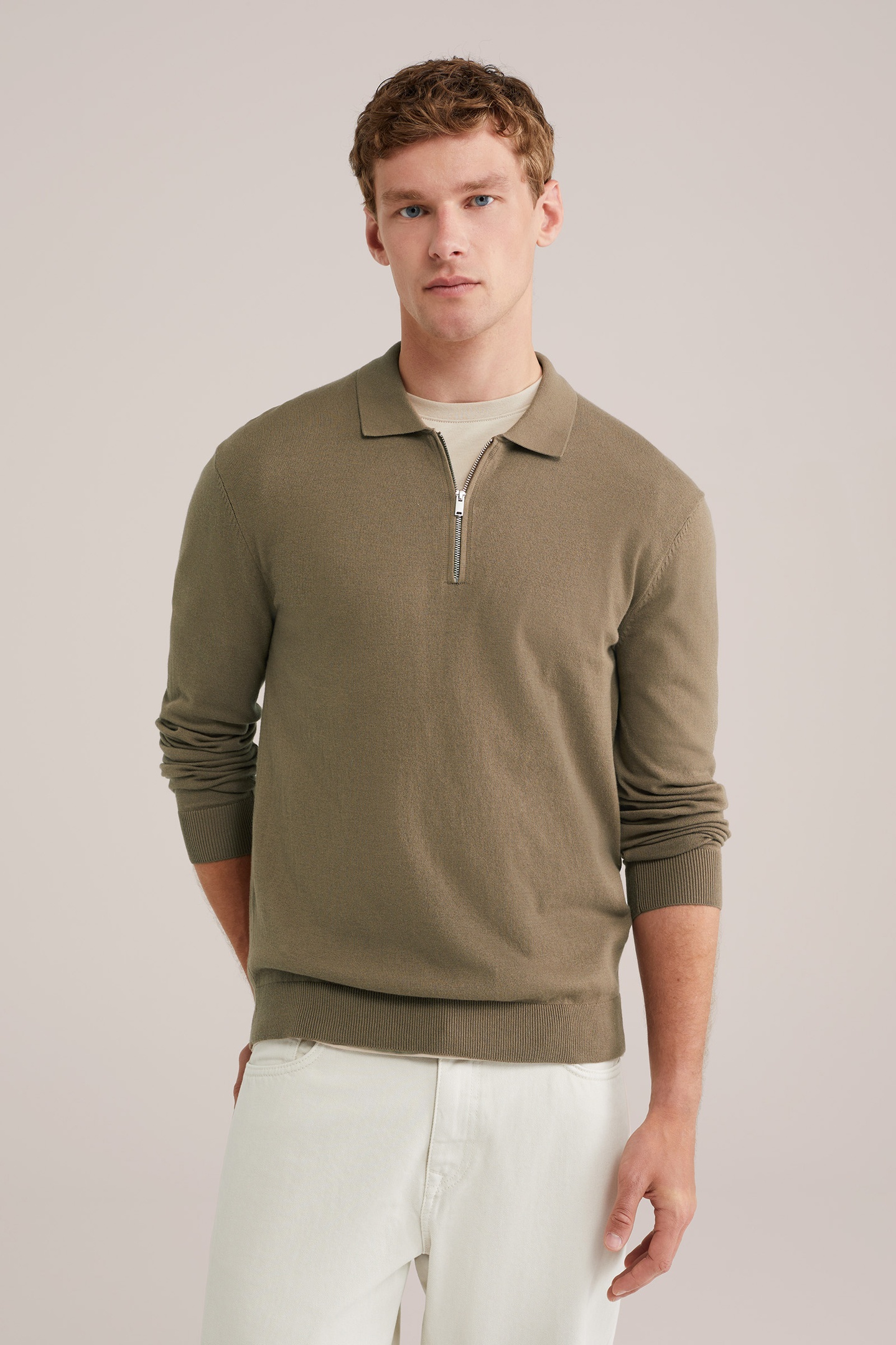 We Fashion Halfway Zipper Light Brown Maat: 3XL | Sweaters Outlet | Heren | Bruin