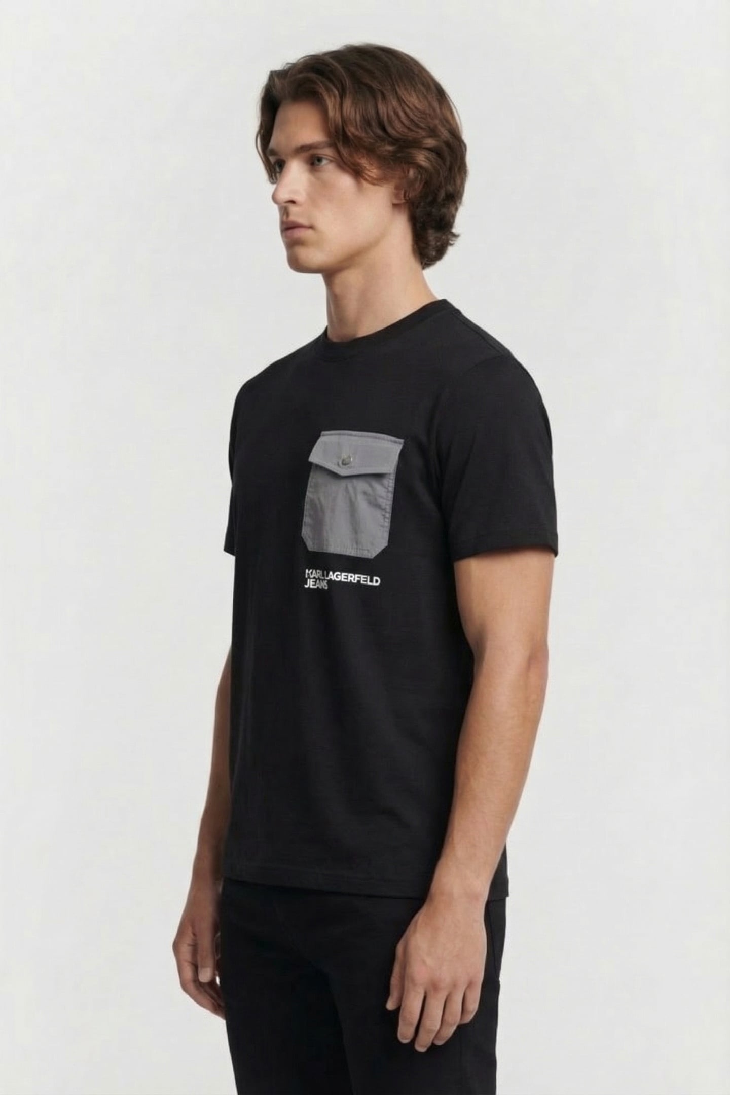 BLACK KLJ REG MIXED MATERIAL TEE 3