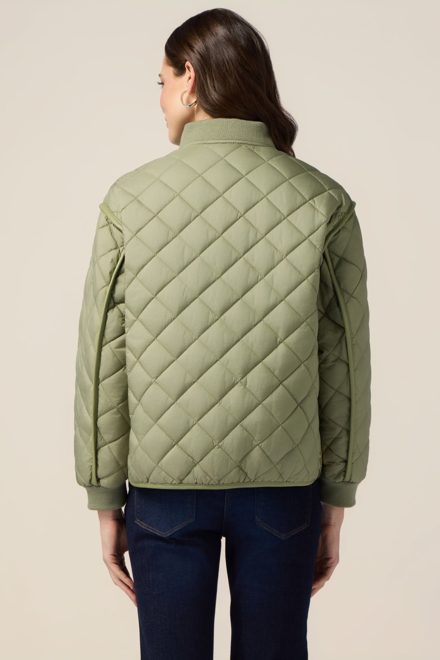 LIGHTWEIGHT QUILTED BOMBER JACKET MILITARY GREEN 2