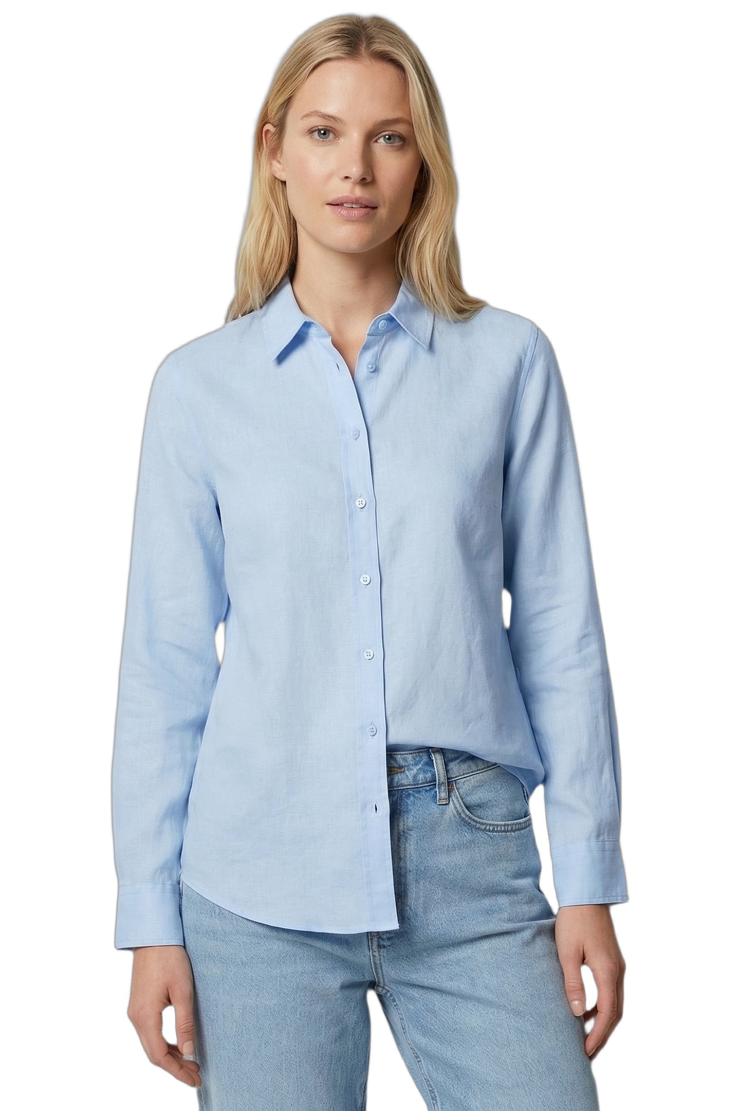 SOLID LINEN BLEND SHIRT LIGHT BLUE 1