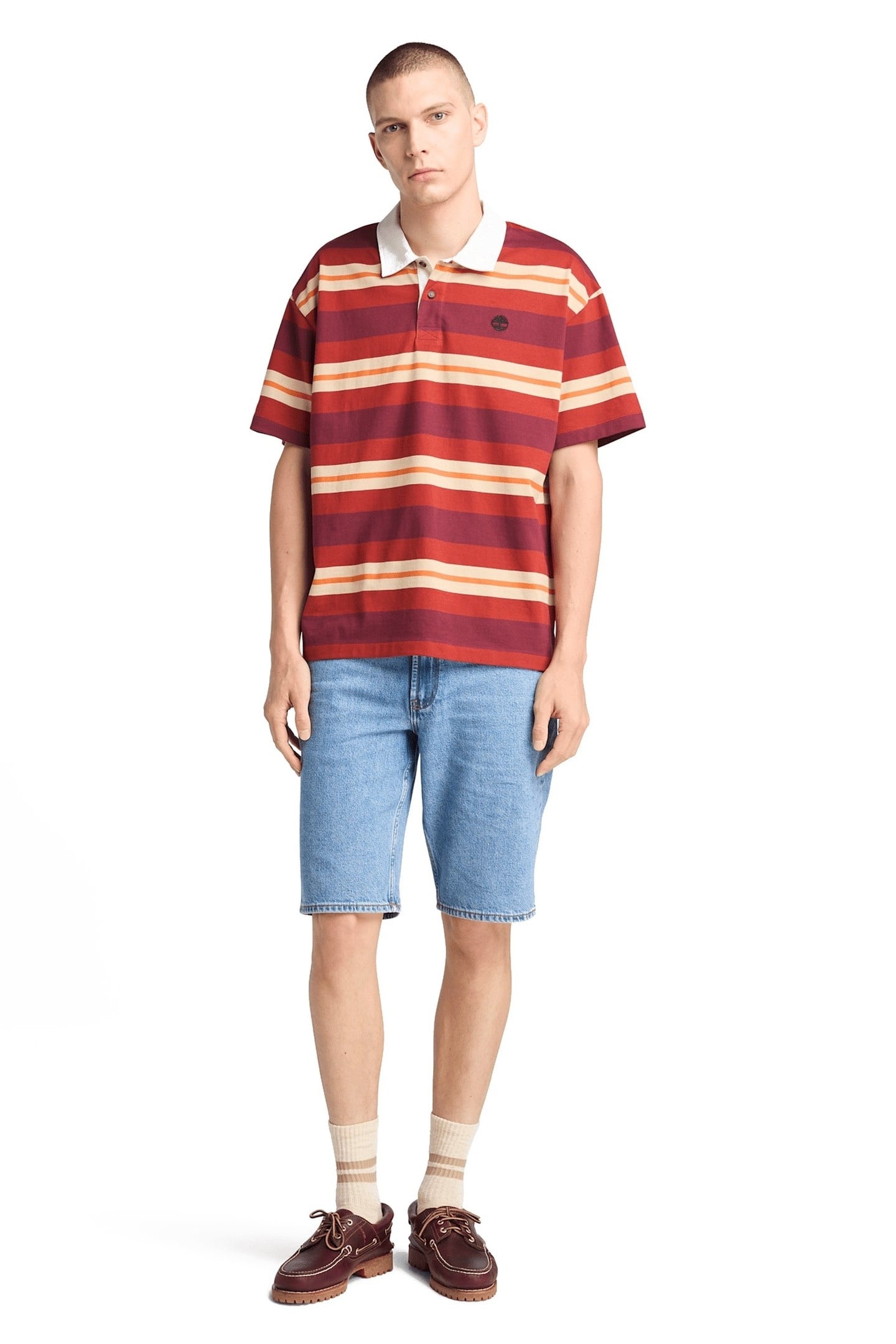 SS STRIPED RUGBY POLO BURNT HENNA 4
