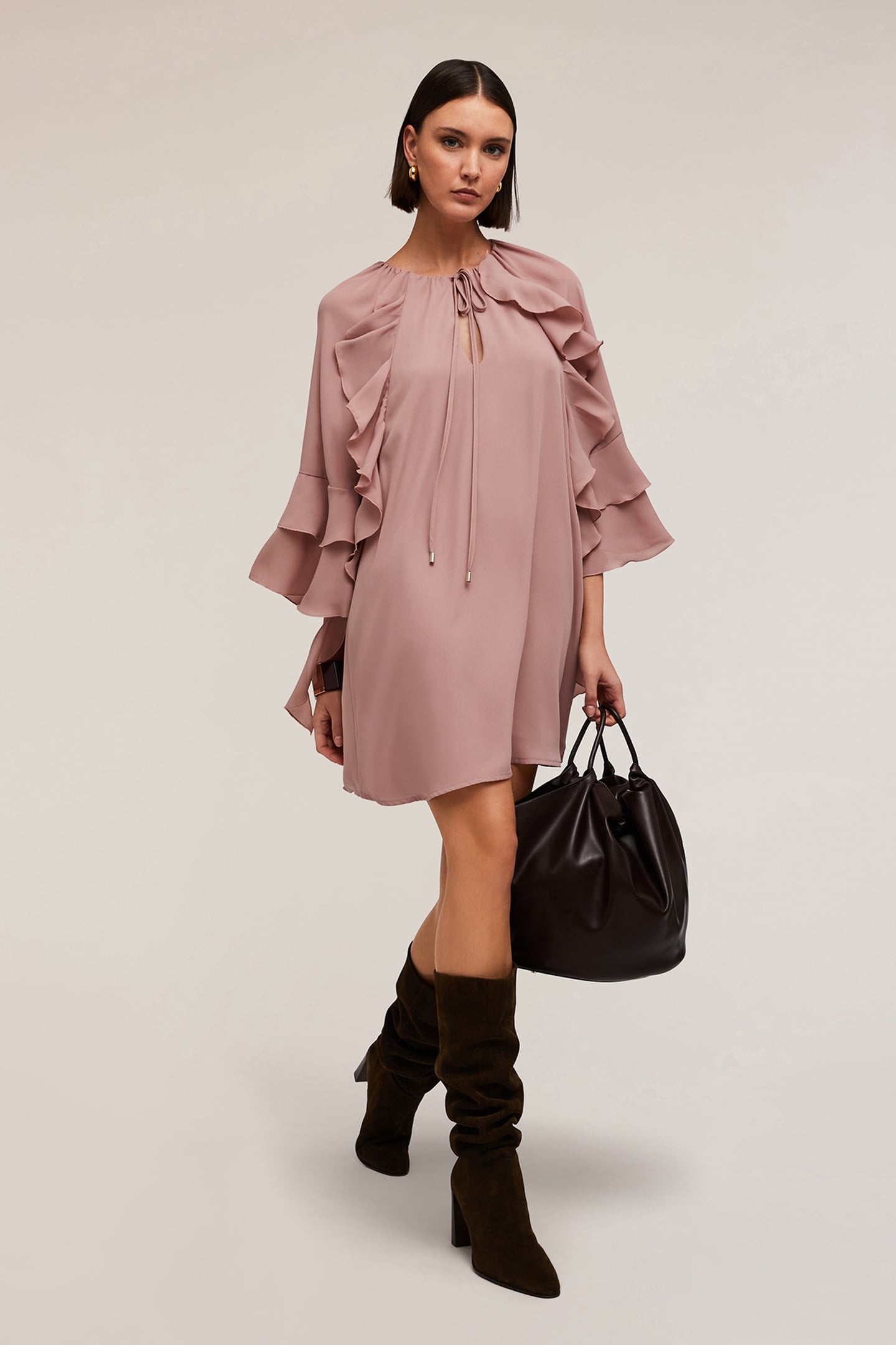 SHORT DRESS WITH RUFFLES PINK 1
