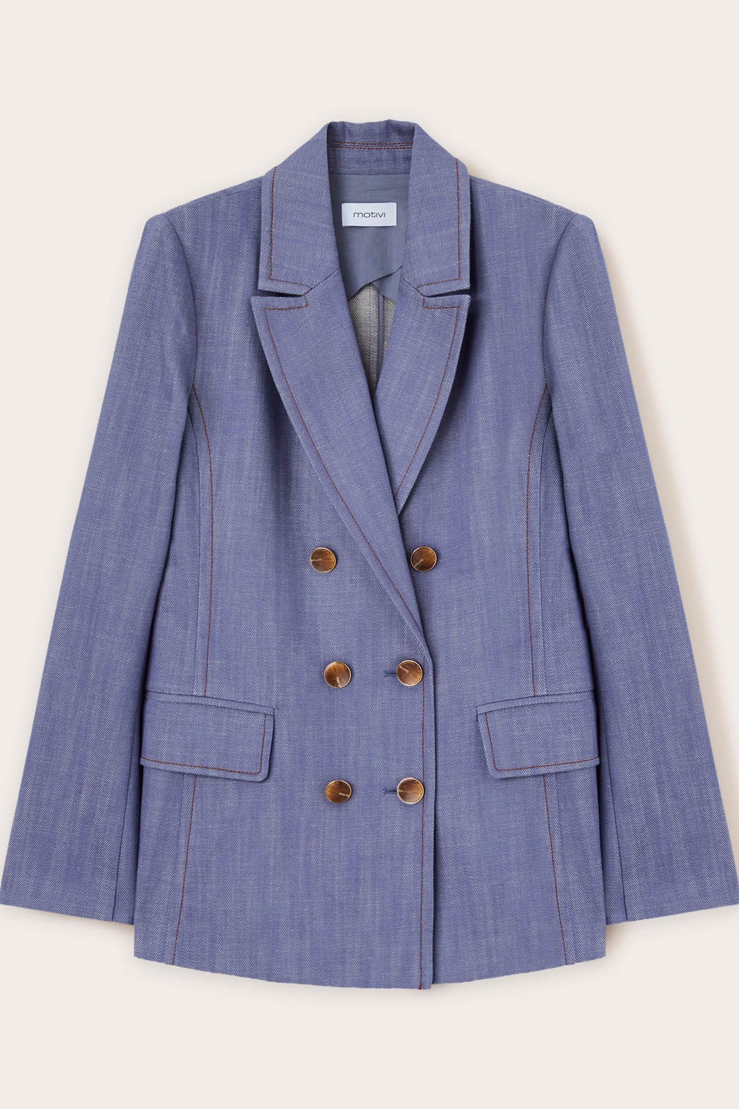 DOUBLE-BREASTED COTTON CANVAS BLAZER LIGHT BLUE 4