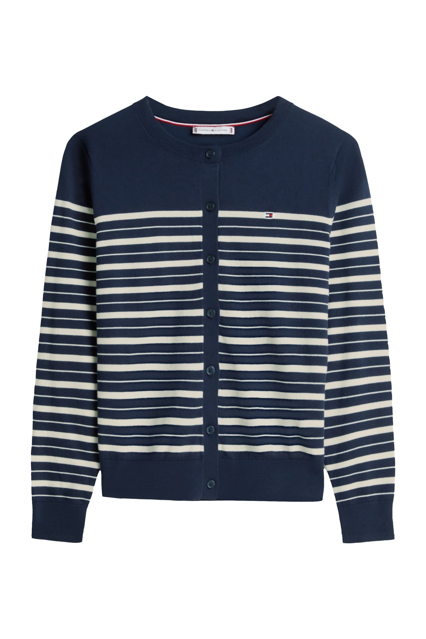 JERSEY CREW NECK CARDIGAN DARK NIGHT NAVY/CALICO MULTI 2