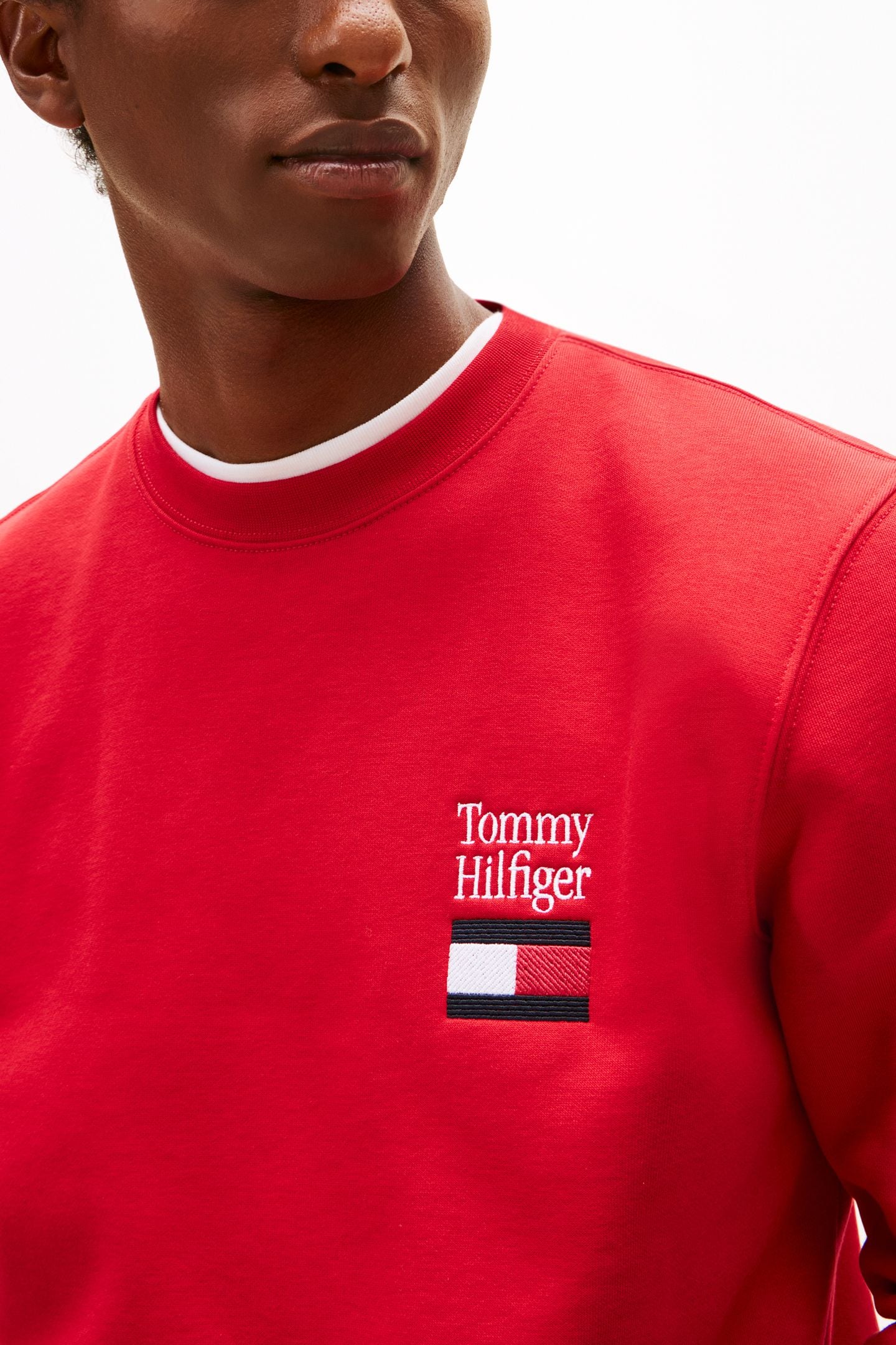 TOMMY EMBRO FLAG SWEATSHIRT MEDIUM RED 5
