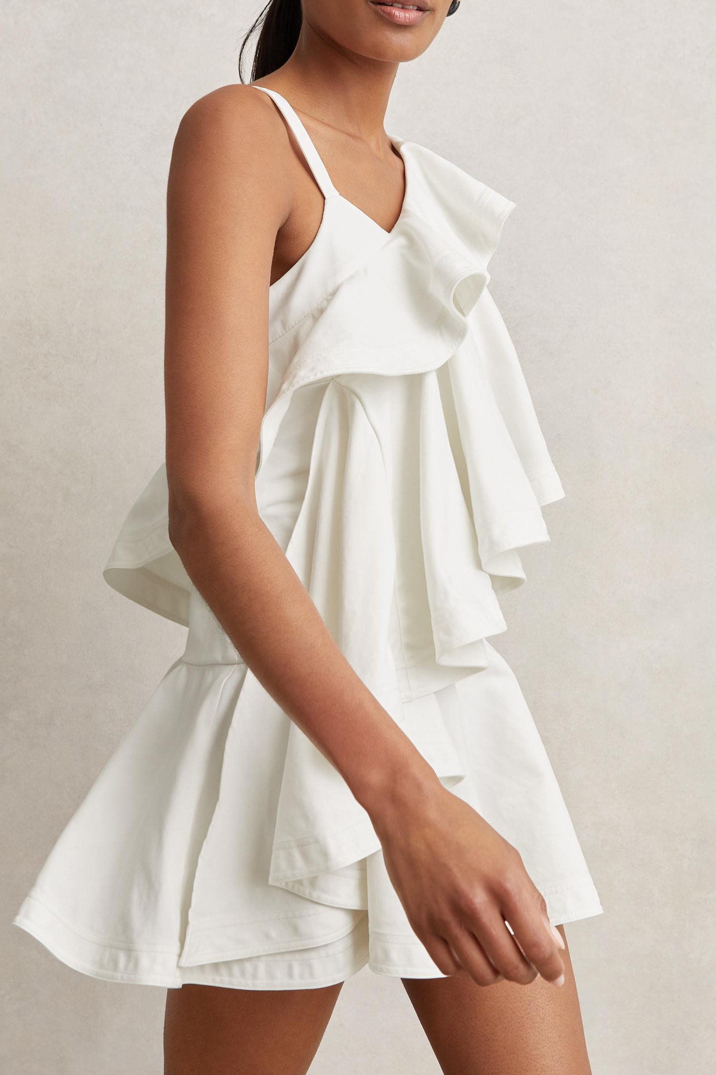 SHORT RUFFLE DRESS IVORY 3