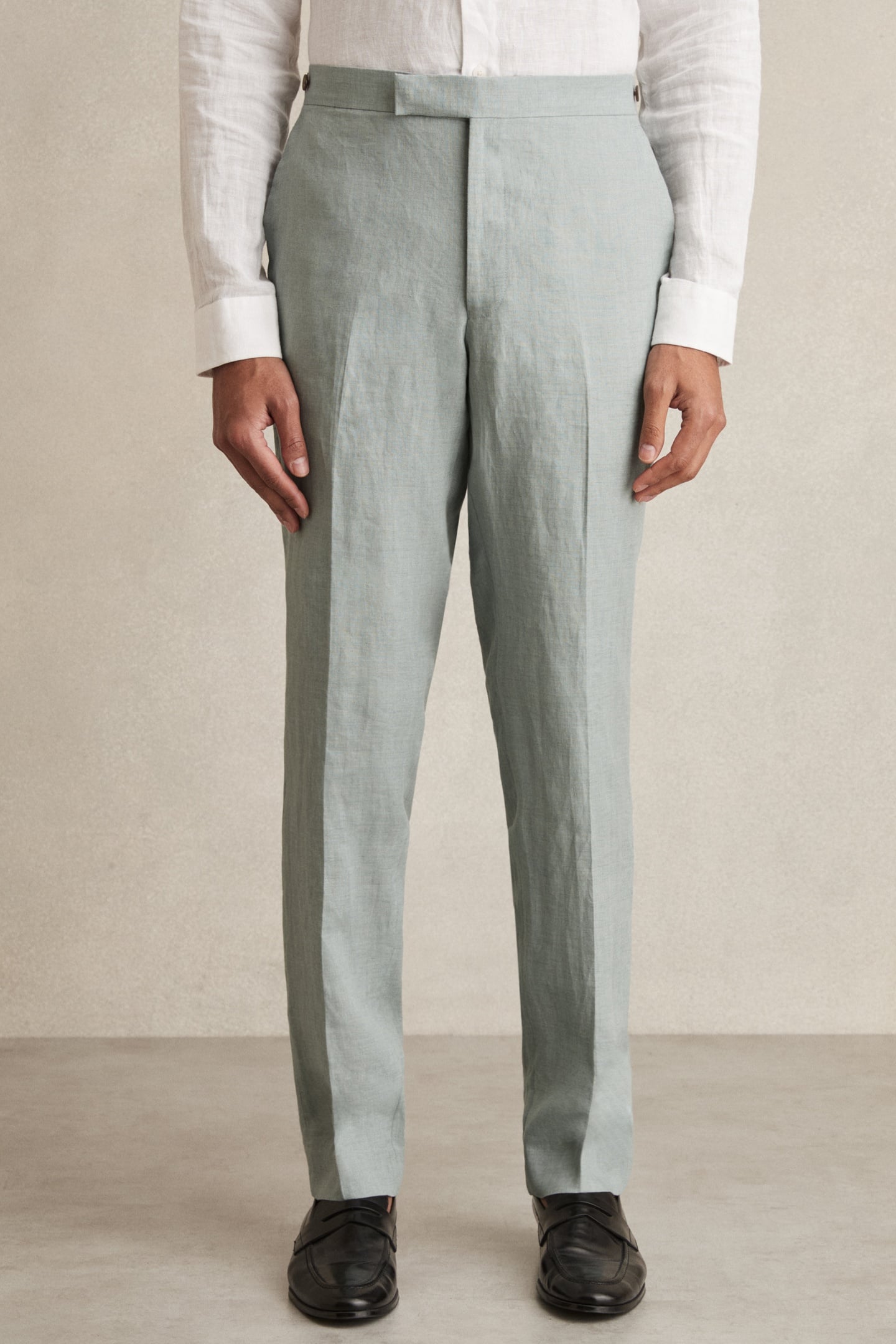 LINEN SLIM MIXER TROUSER OCEAN GREEN 2