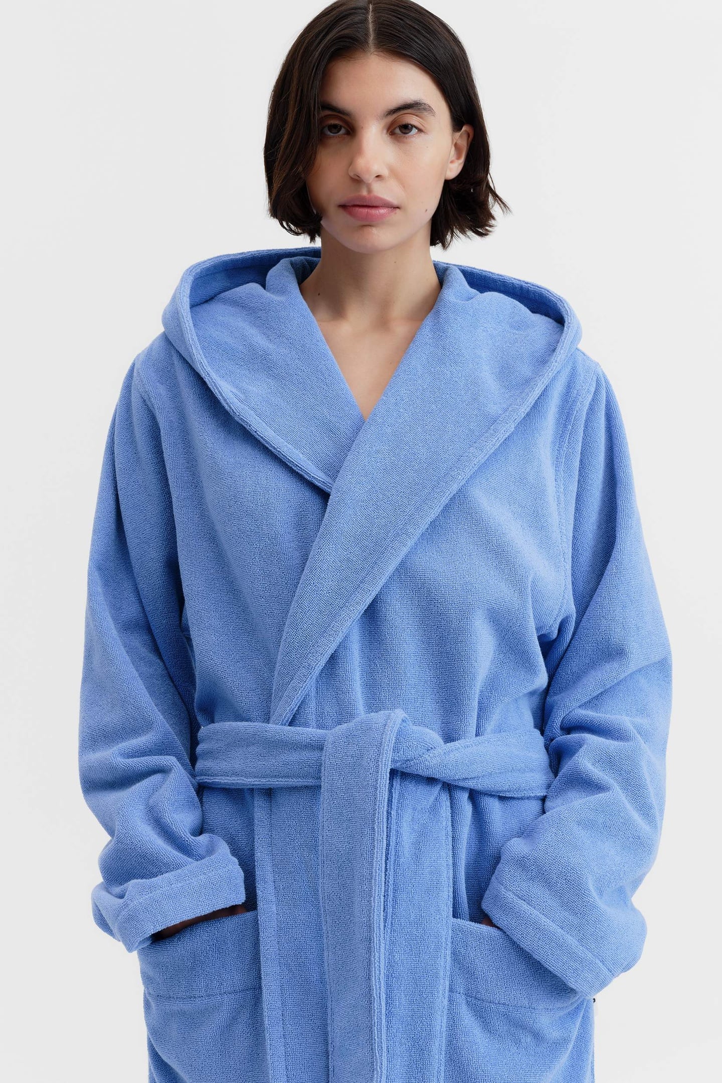 UNISEX HOODED BATHROBE CLEAR BLUE 4