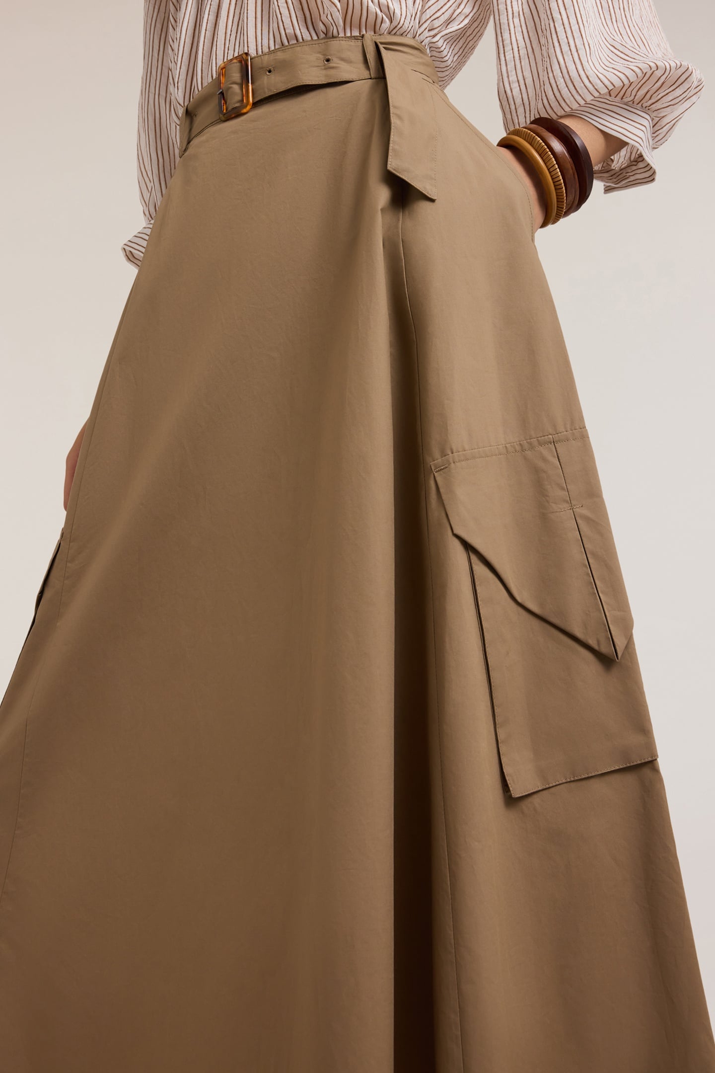 COTTON POPLIN CARGO SKIRT BROWN 4