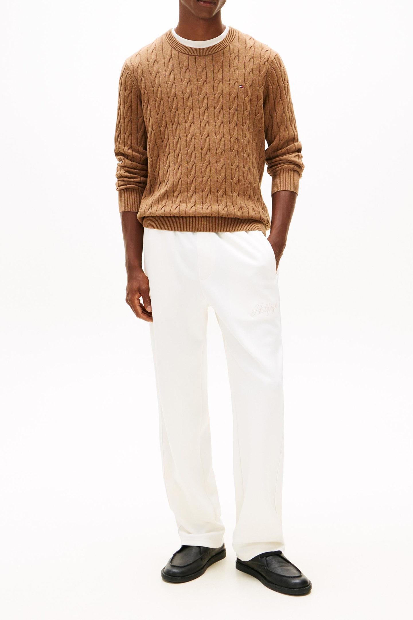 CLASSIC COTTON CABLE HIGHLAND KHAKI HEATHER 2