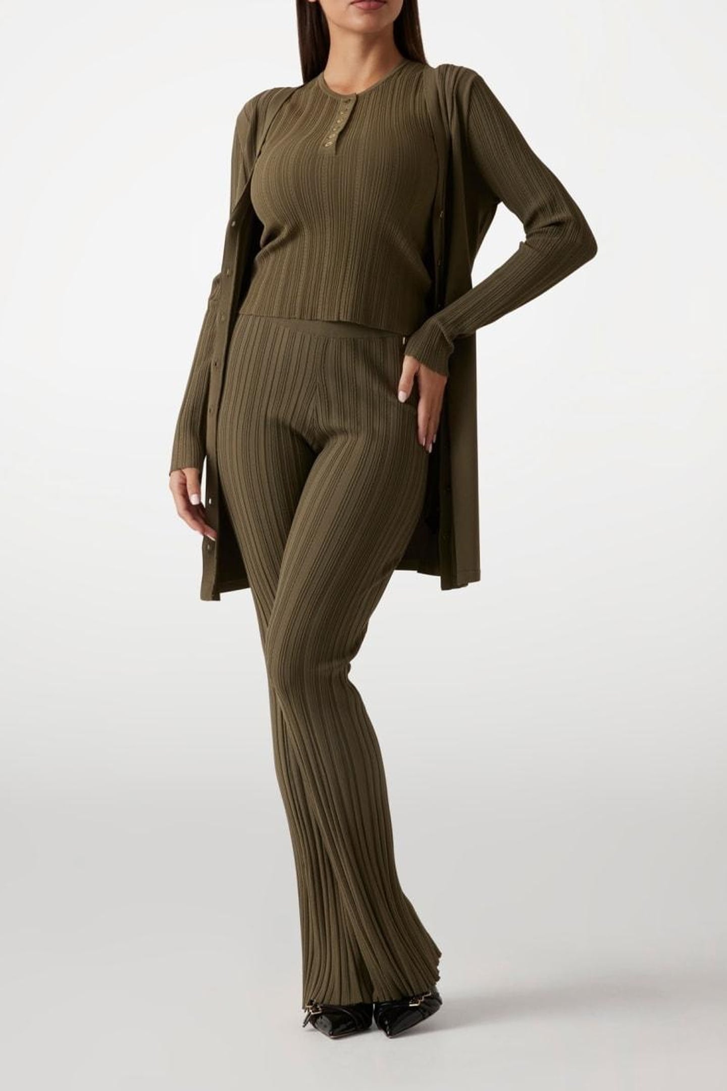 MARCIANO BY GUESS GIADA SLV SWEATER TOP ARMY OLIVE 1