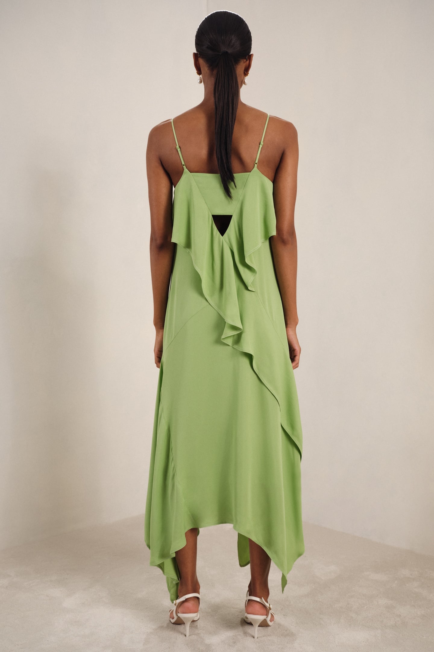 RUFFLE MIDI DRESS GREEN 3
