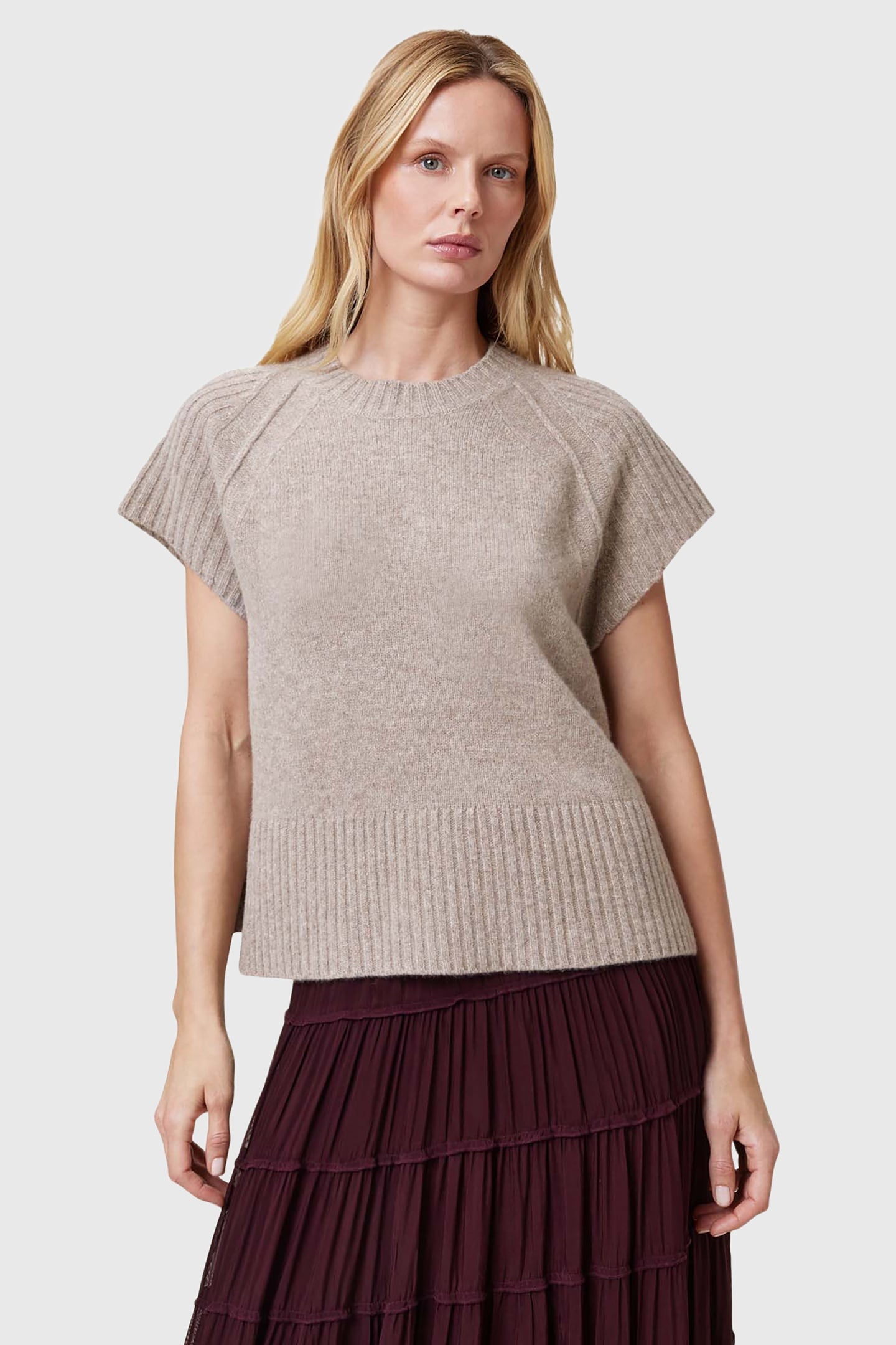 AllSaints Anthe Tank Greige Brown Maat: M | Sweaters Outlet | Dames | Beige